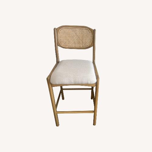 Used Amazon Rattan Counter Beige Linen Counter Stools for sale on AptDeco