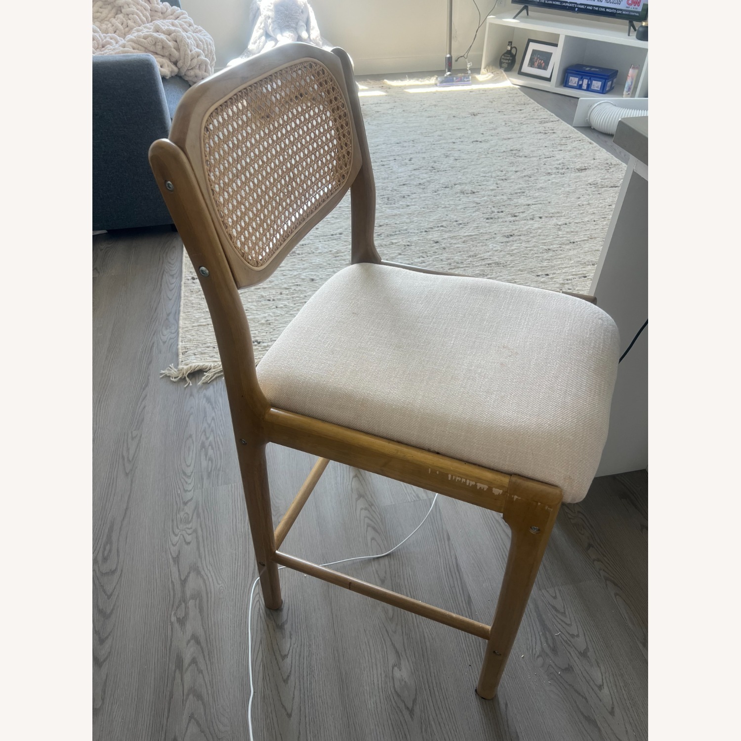 Amazon Rattan Counter Beige Linen Counter Stools - image-3