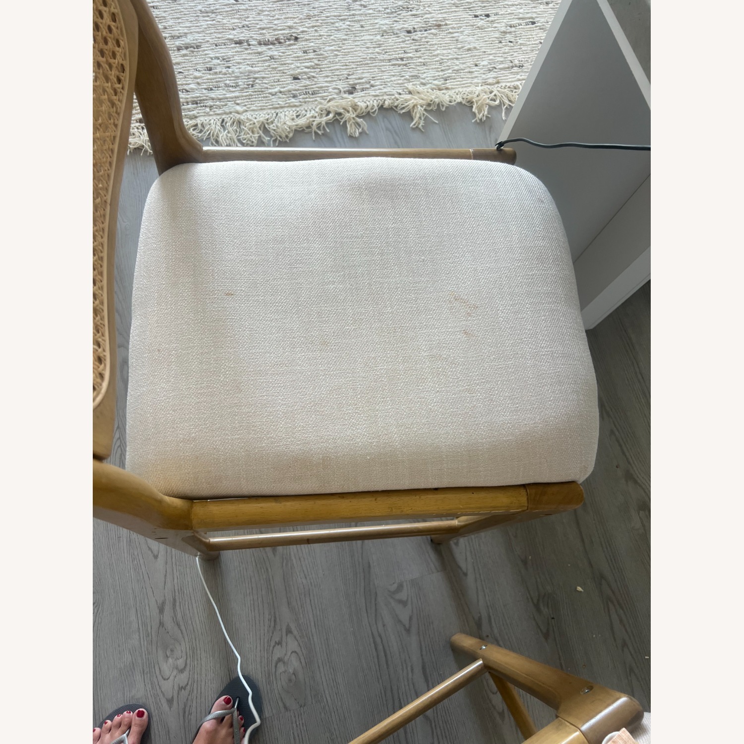 Amazon Rattan Counter Beige Linen Counter Stools - image-2