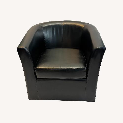 Used Black Faux Leather Tub Barrel Chair for sale on AptDeco