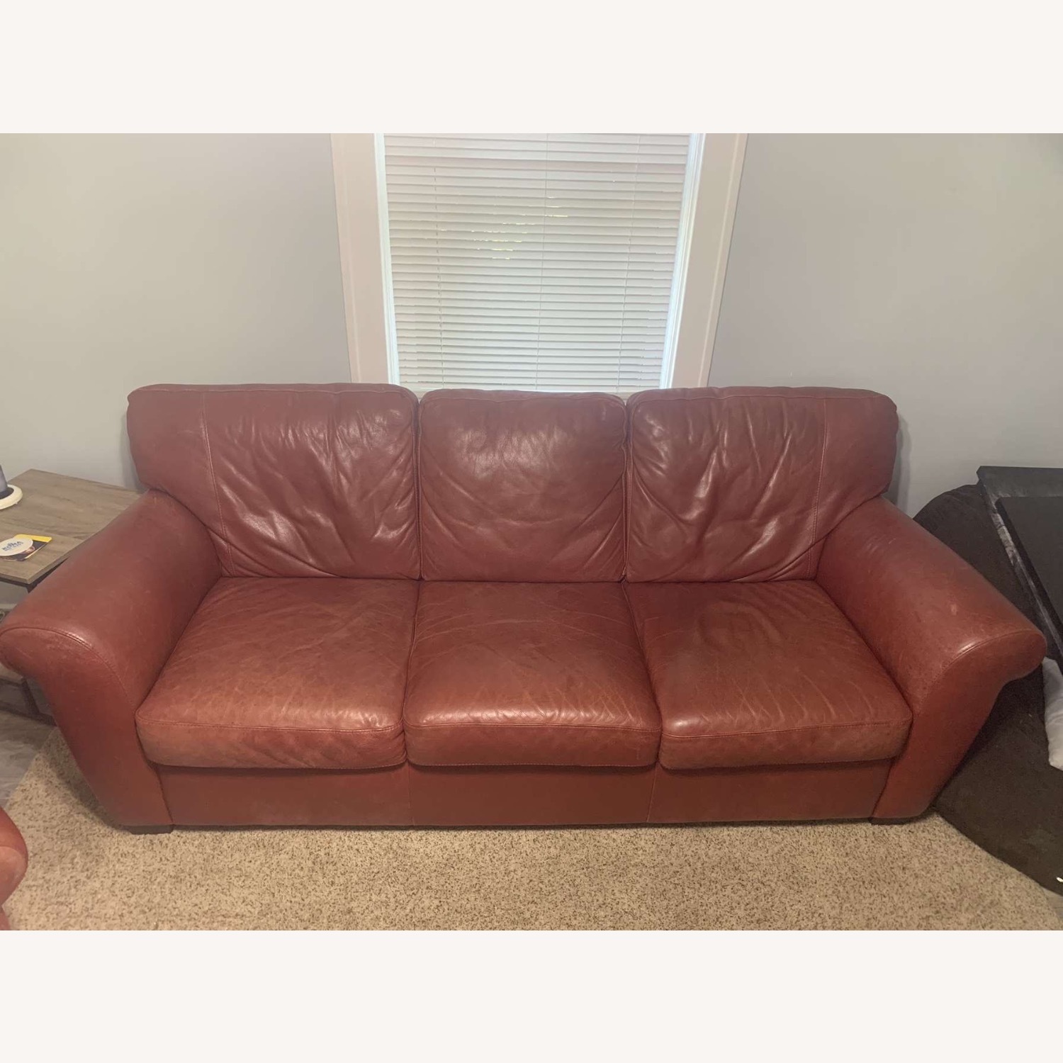 Red Leather Sofa - image-1