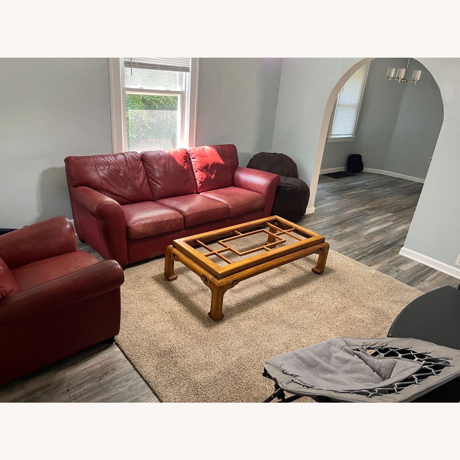 Red Leather Sofa - image-3