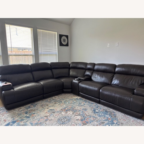 Used Leather Sofa with 3 Recliners  for sale on AptDeco