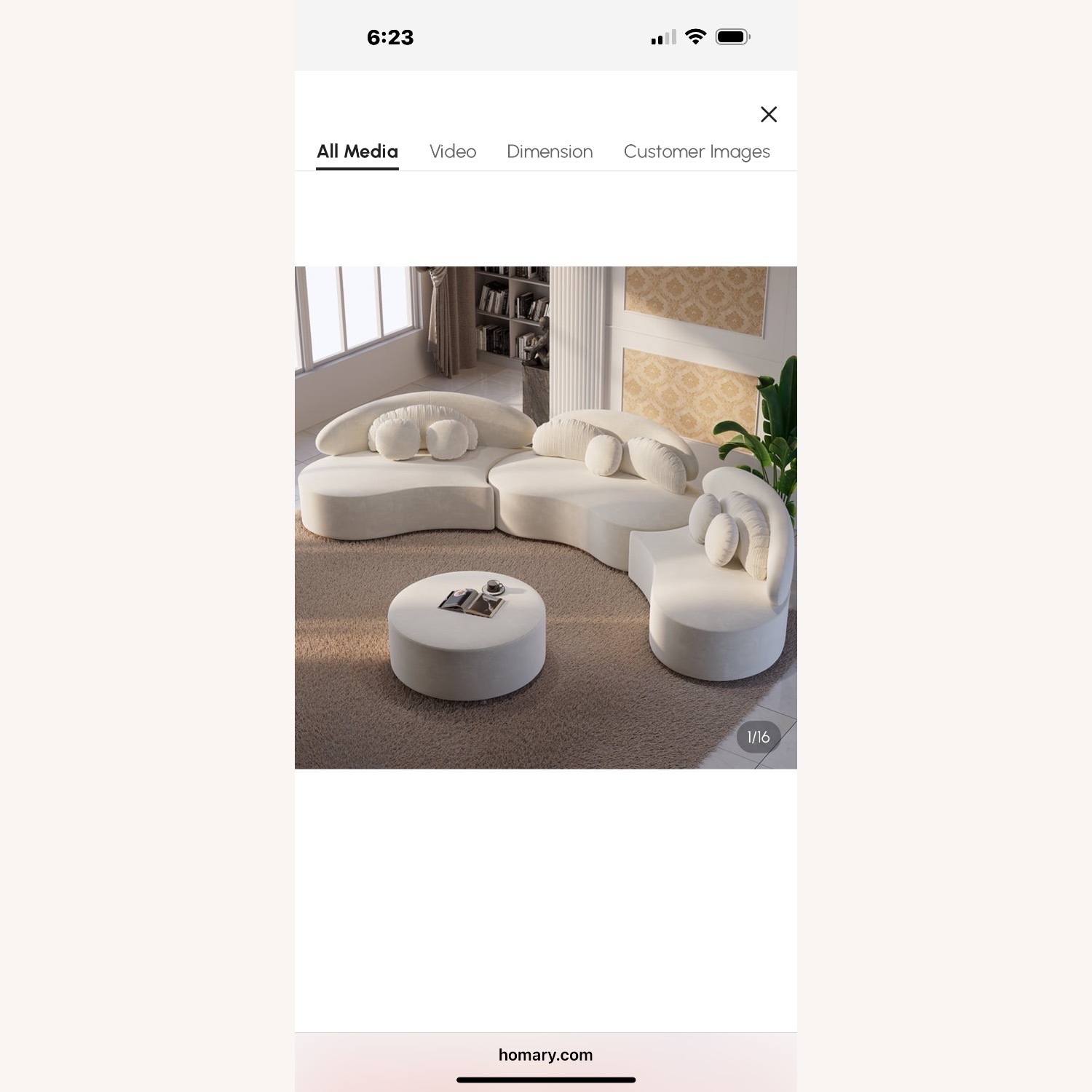 Homary Modern Curved Foam Sectional Sofa - image-6