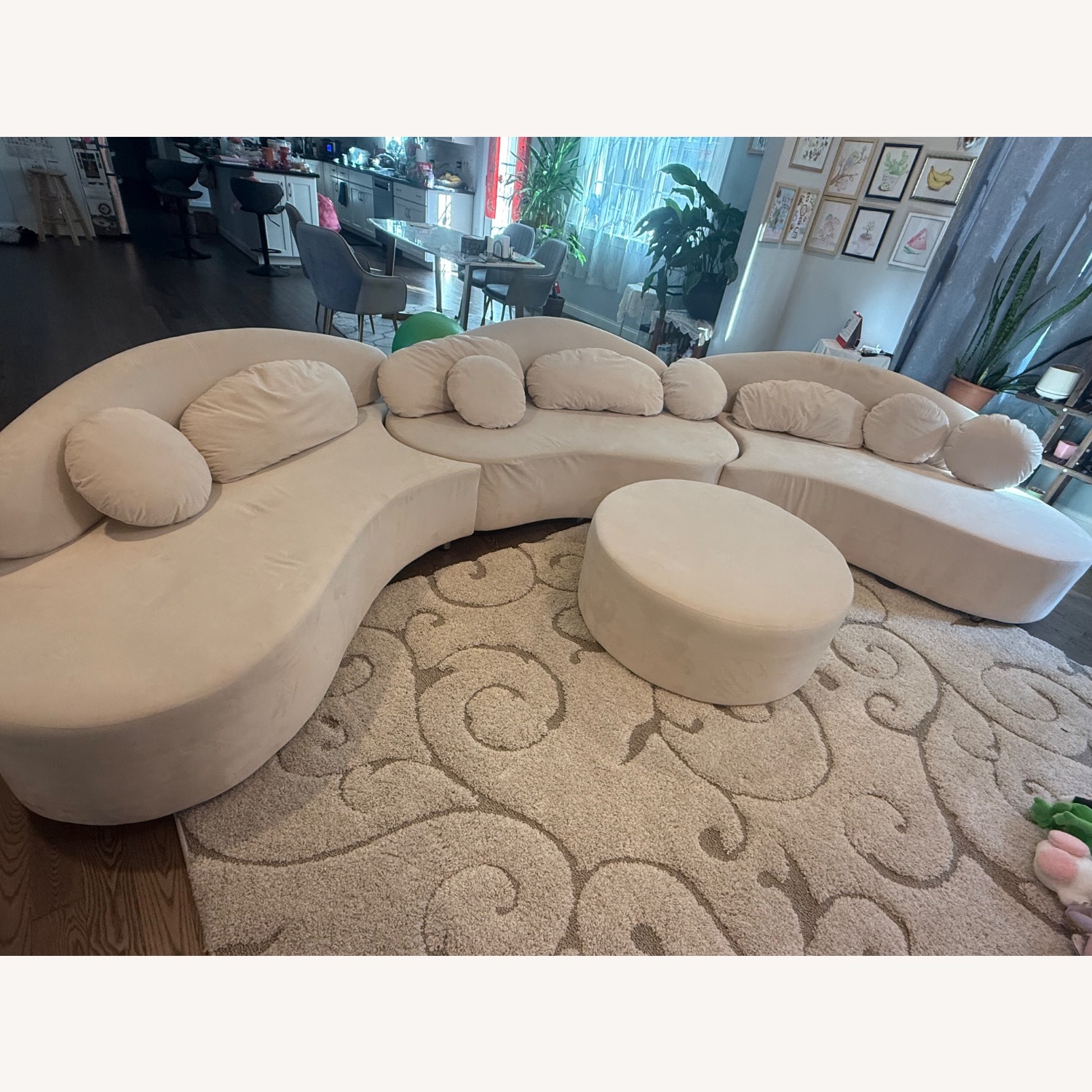 Homary Modern Curved Foam Sectional Sofa - image-1