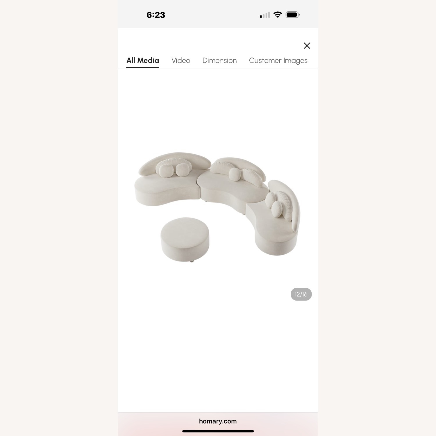 Homary Modern Curved Foam Sectional Sofa - image-5