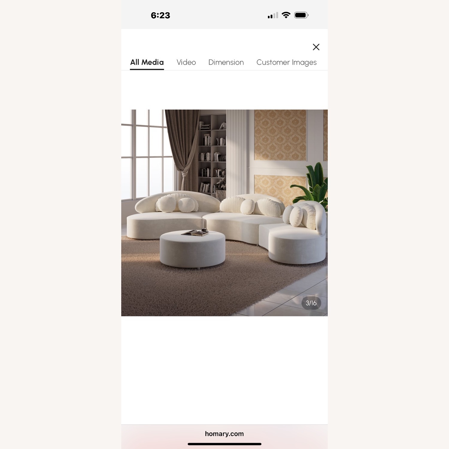 Homary Modern Curved Foam Sectional Sofa - image-7