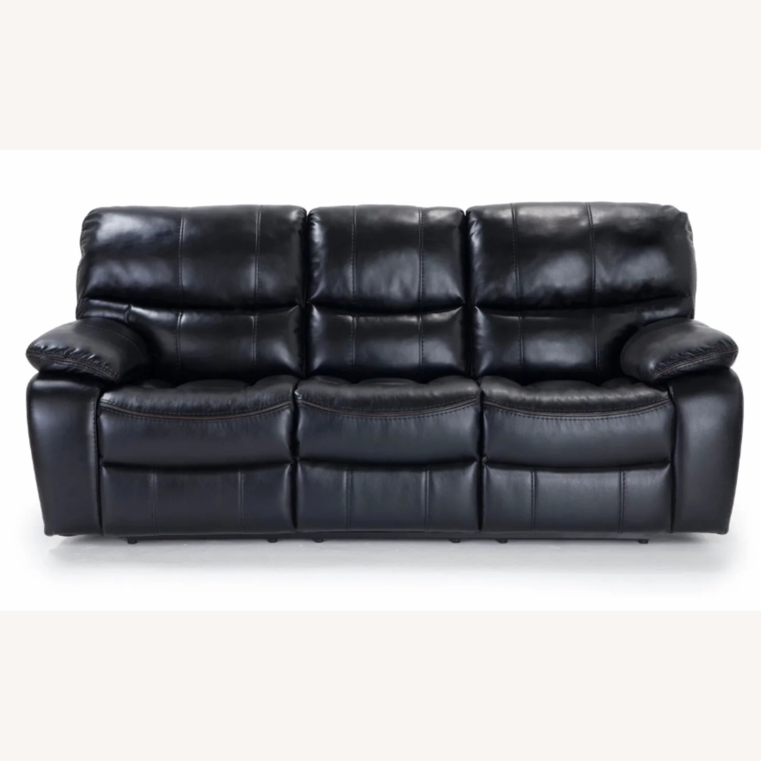 Black Faux Leather Power Recline Avengers Sofa - image-5