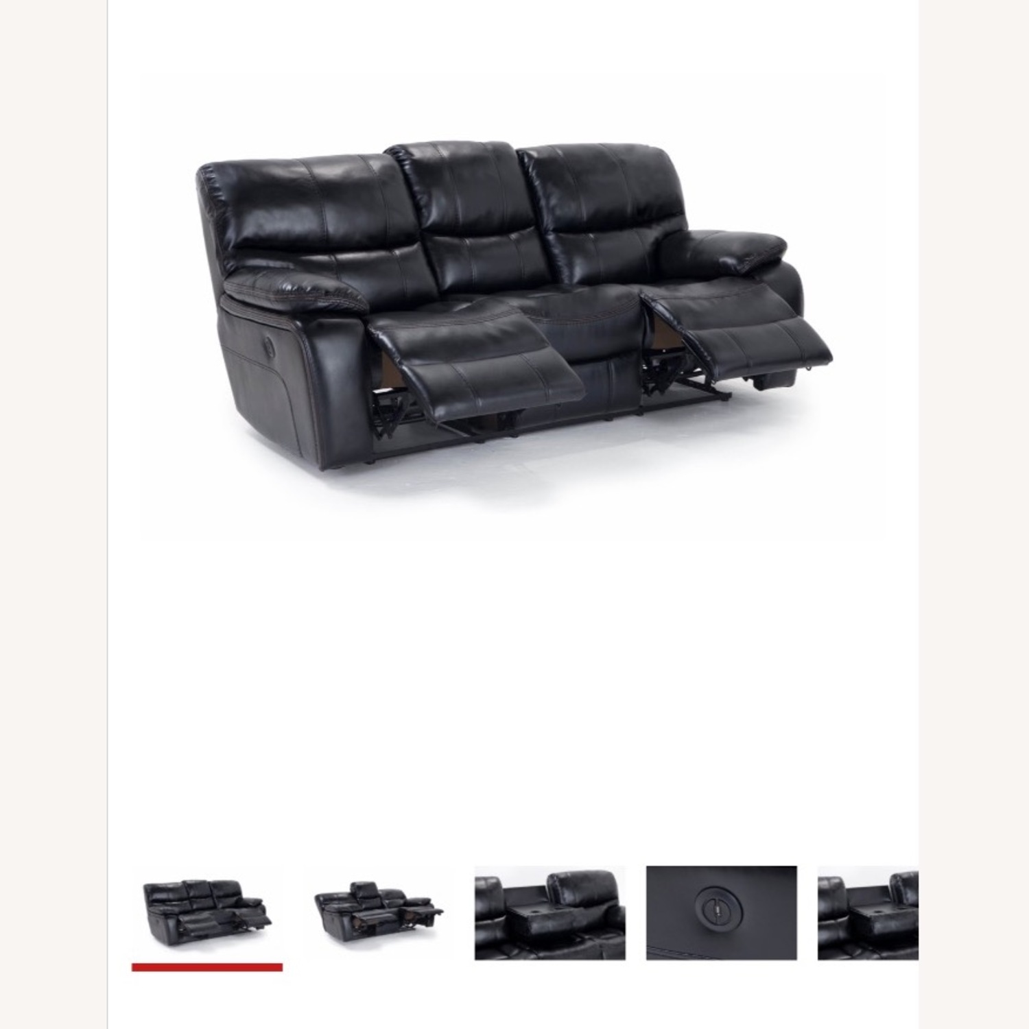Black Faux Leather Power Recline Avengers Sofa - image-4