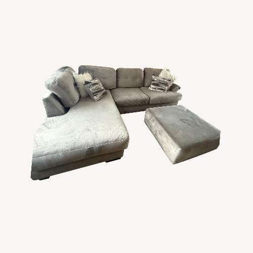 Used 2pc Light Gray Sectional With Ottoman  for sale on AptDeco