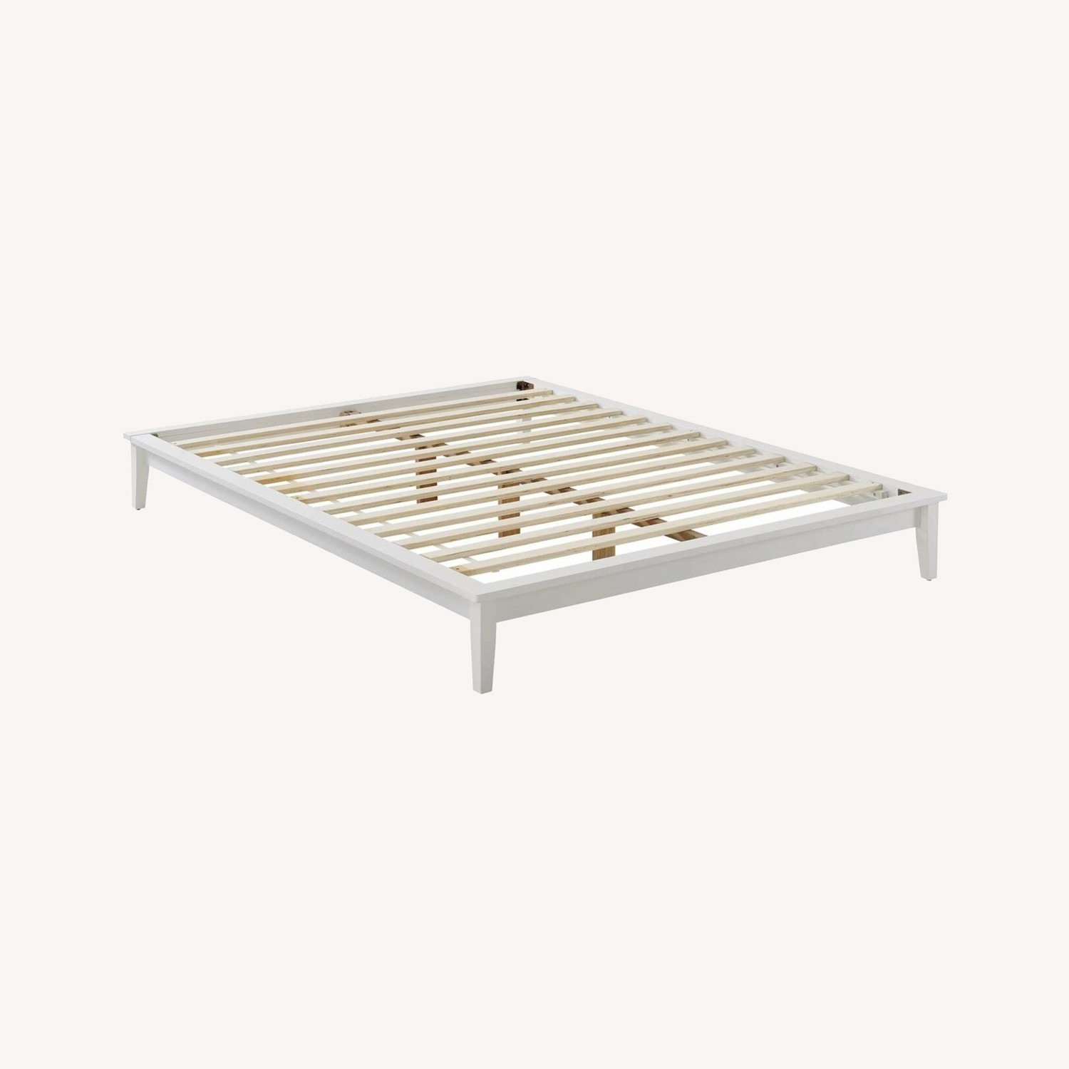 Queen Platform Bed In White Wood Slat Frame Finish - image-7