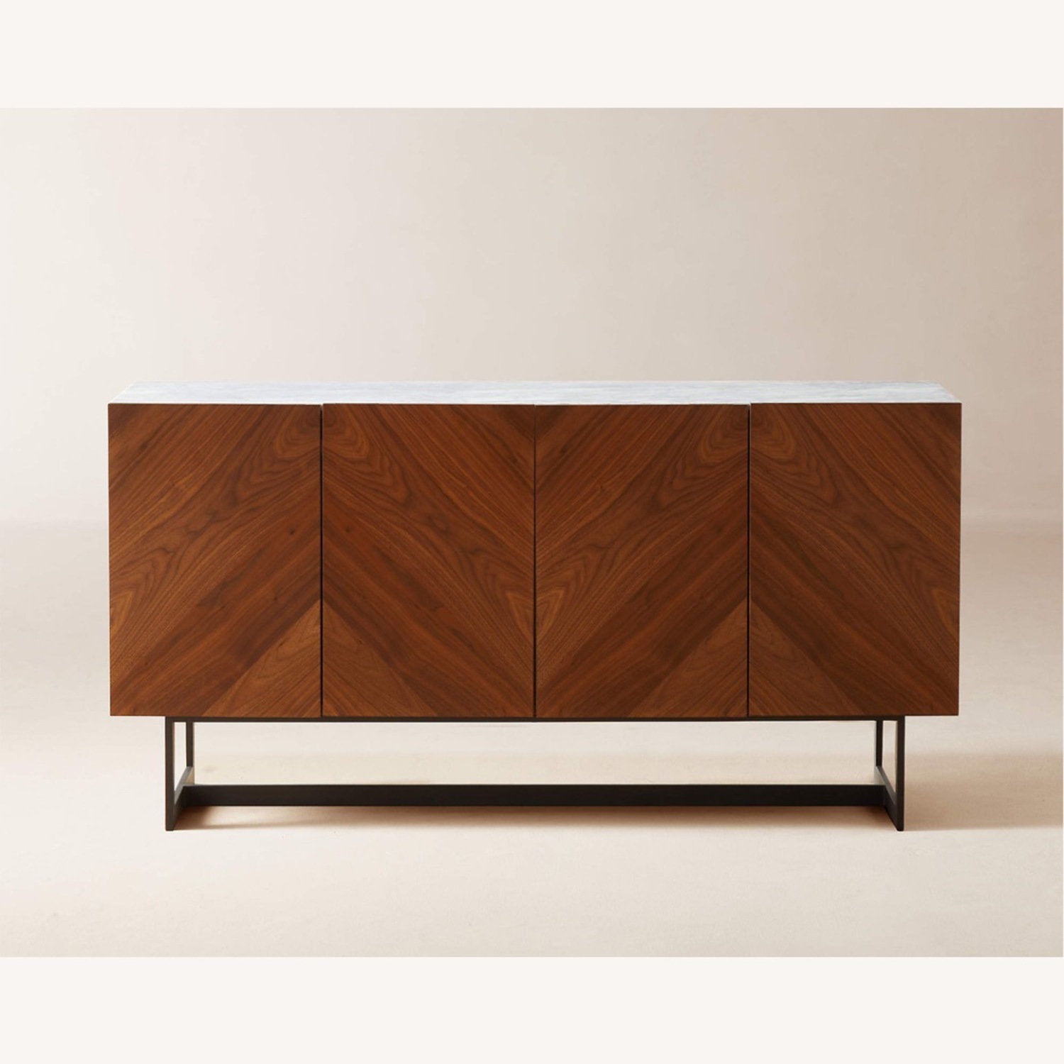 CB2 Suspend 57" Walnut Wood Media Console with White Marble Top - image-1