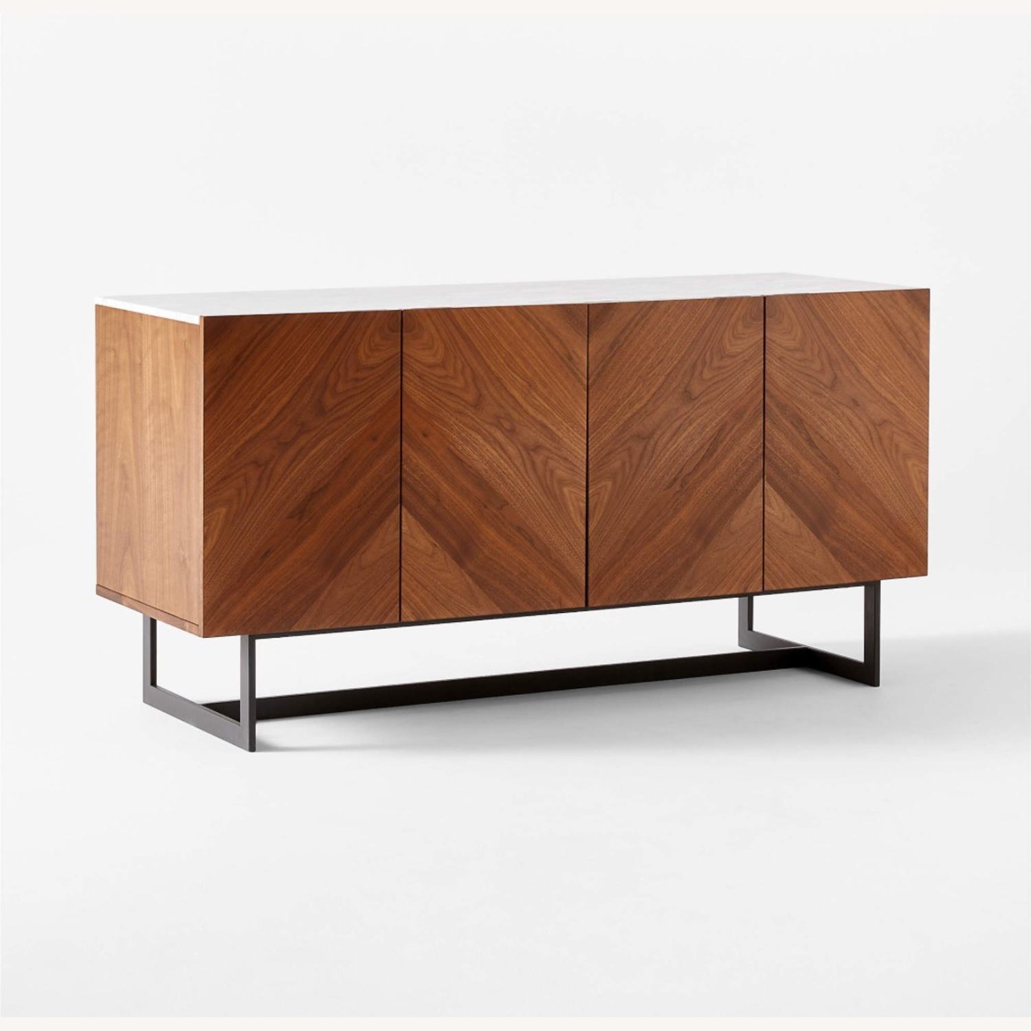 CB2 Suspend 57" Walnut Wood Media Console with White Marble Top - image-5
