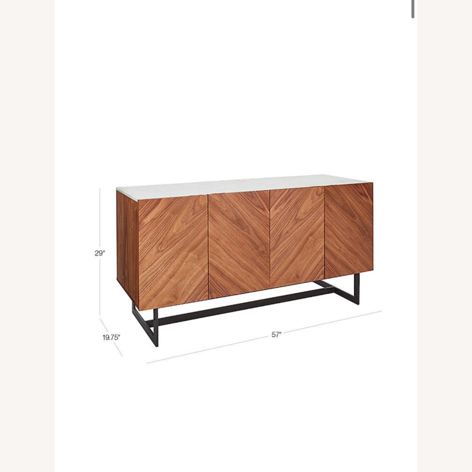 CB2 Suspend 57" Walnut Wood Media Console with White Marble Top - image-2