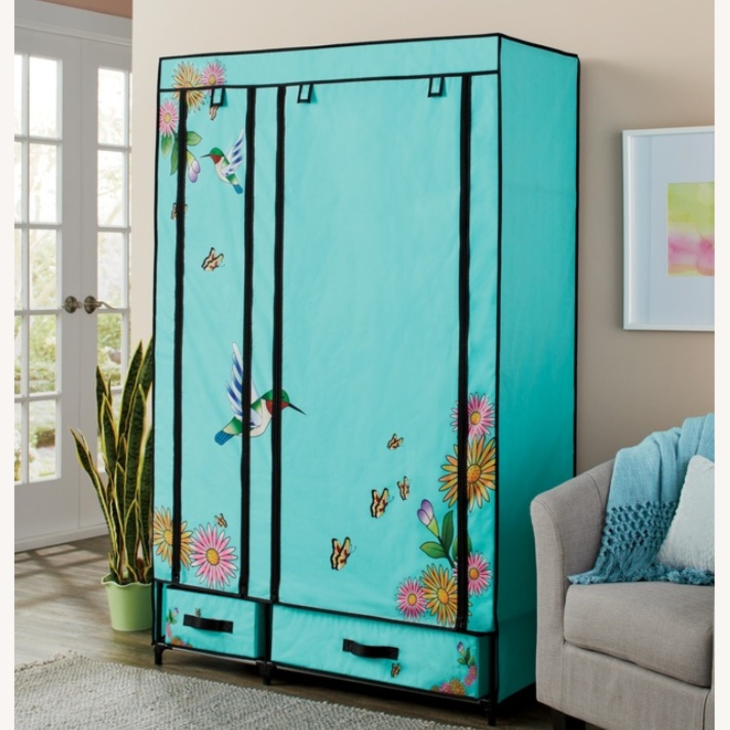 Blue humming bird armoire - image-4