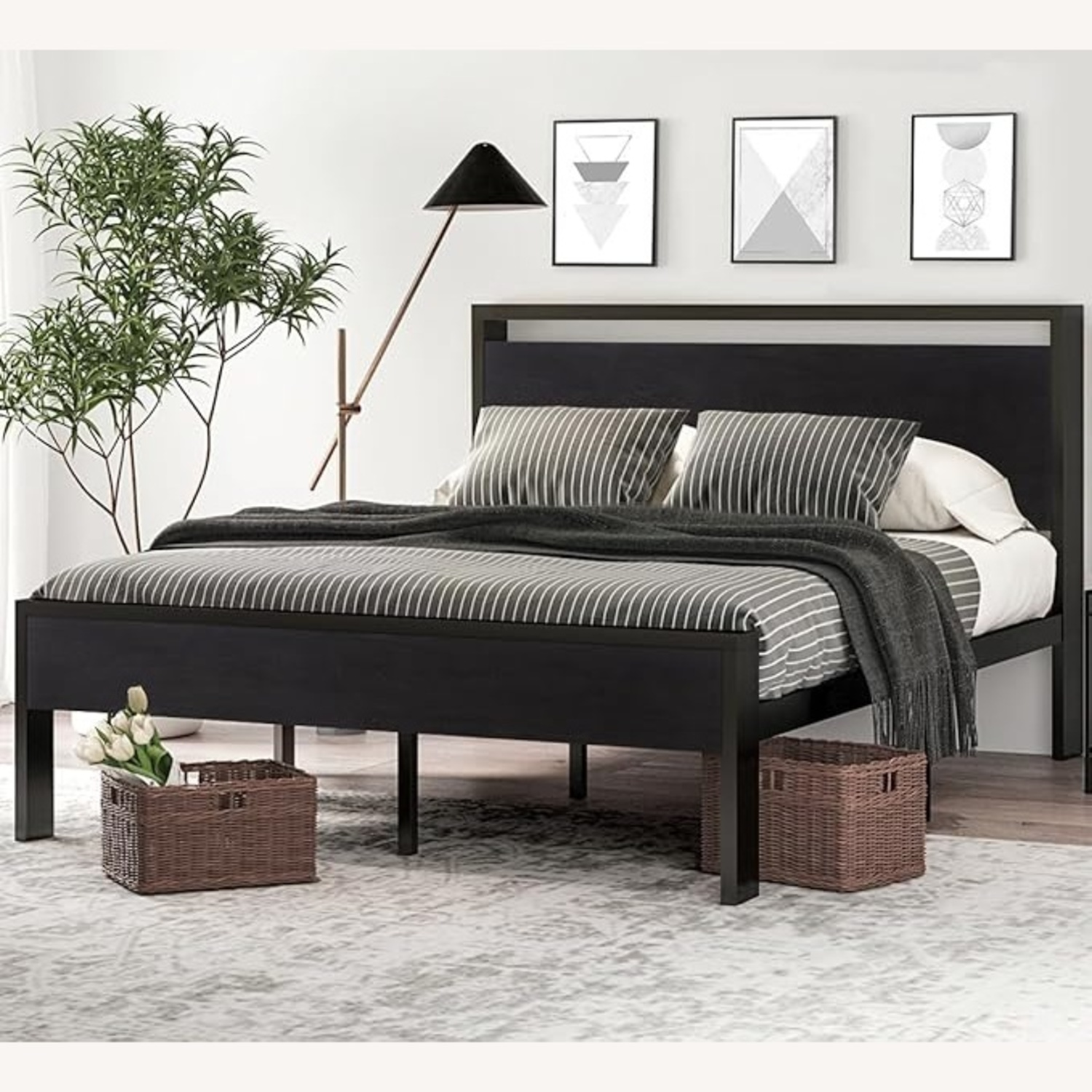 SHA CERLIN Black Oak Bed Frame  - image-4