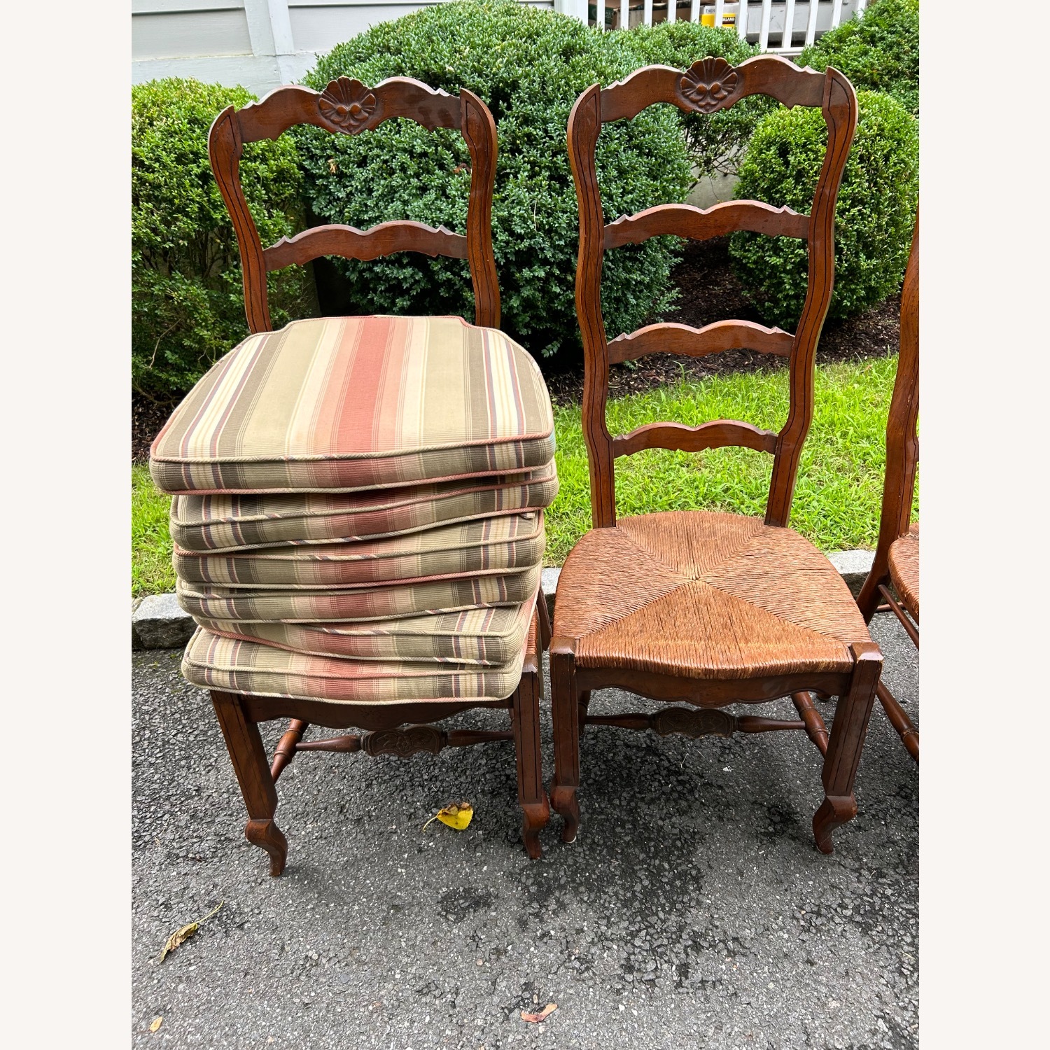 Vintage Wood & Woven Rattan Dining Set - image-3