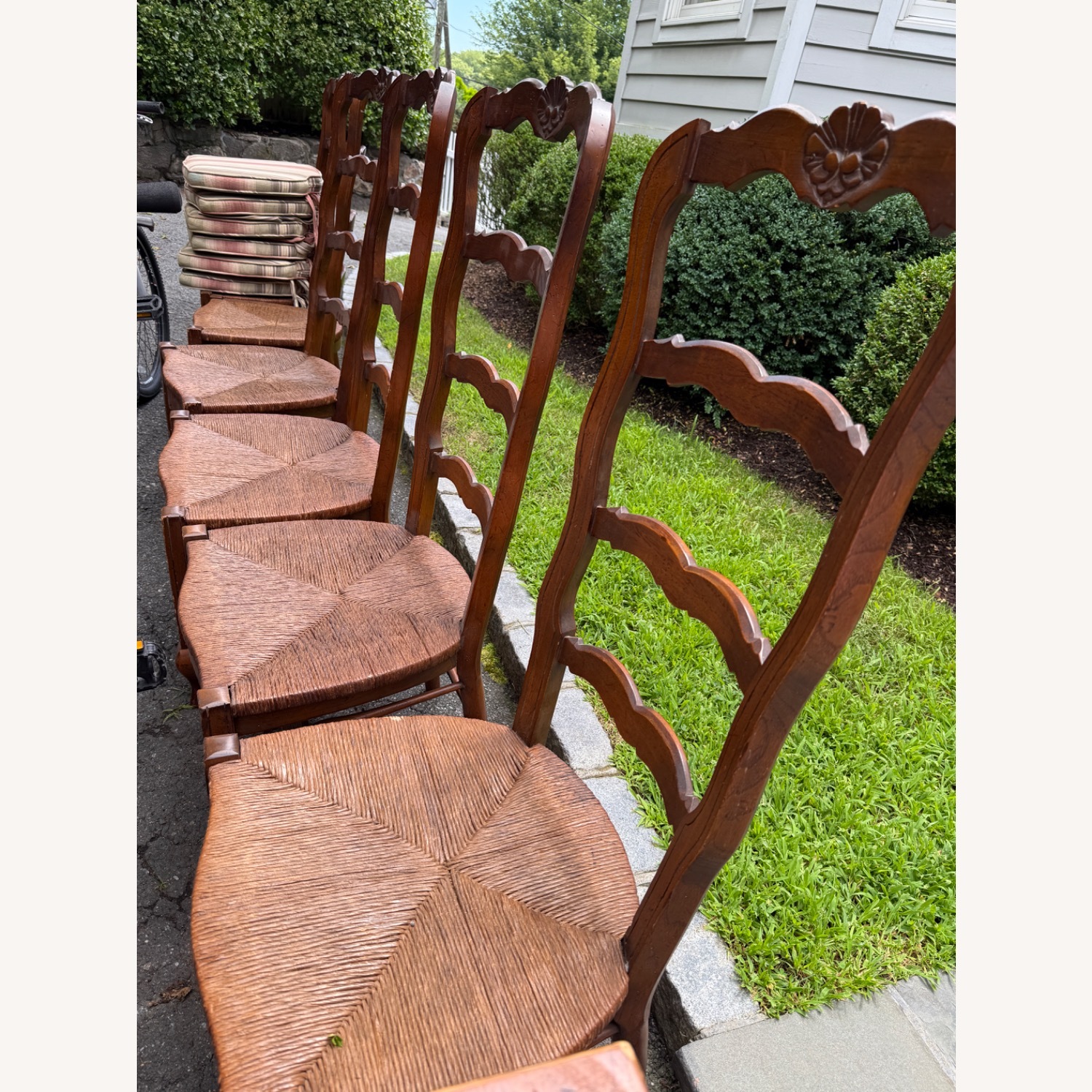 Vintage Wood & Woven Rattan Dining Set - image-5