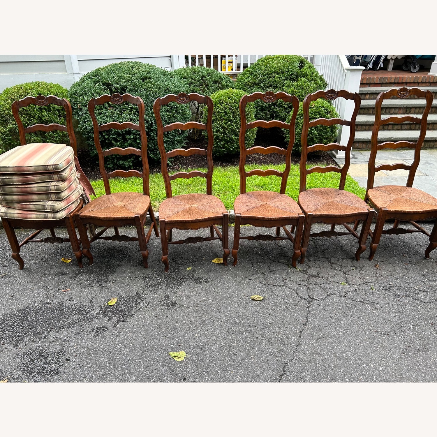 Vintage Wood & Woven Rattan Dining Set - image-4