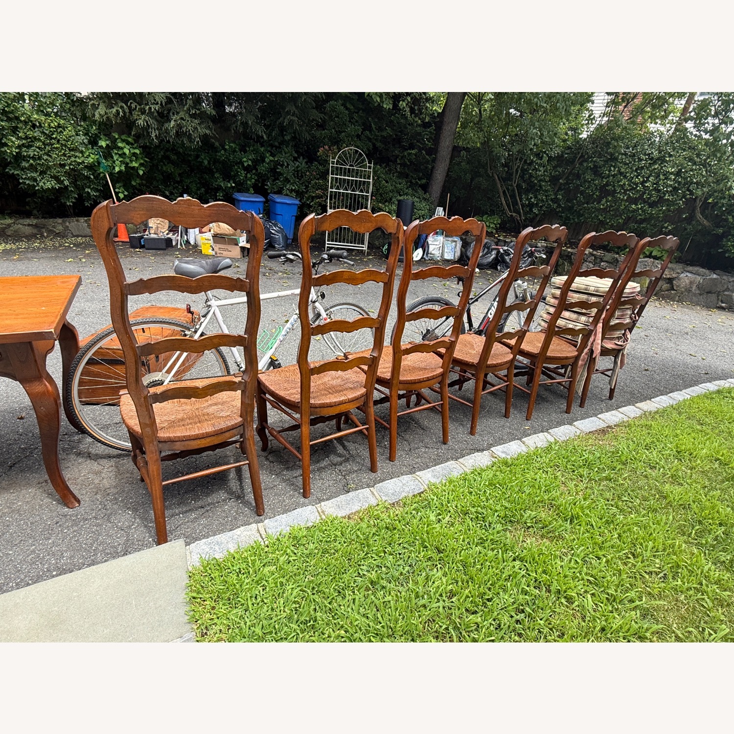 Vintage Wood & Woven Rattan Dining Set - image-6