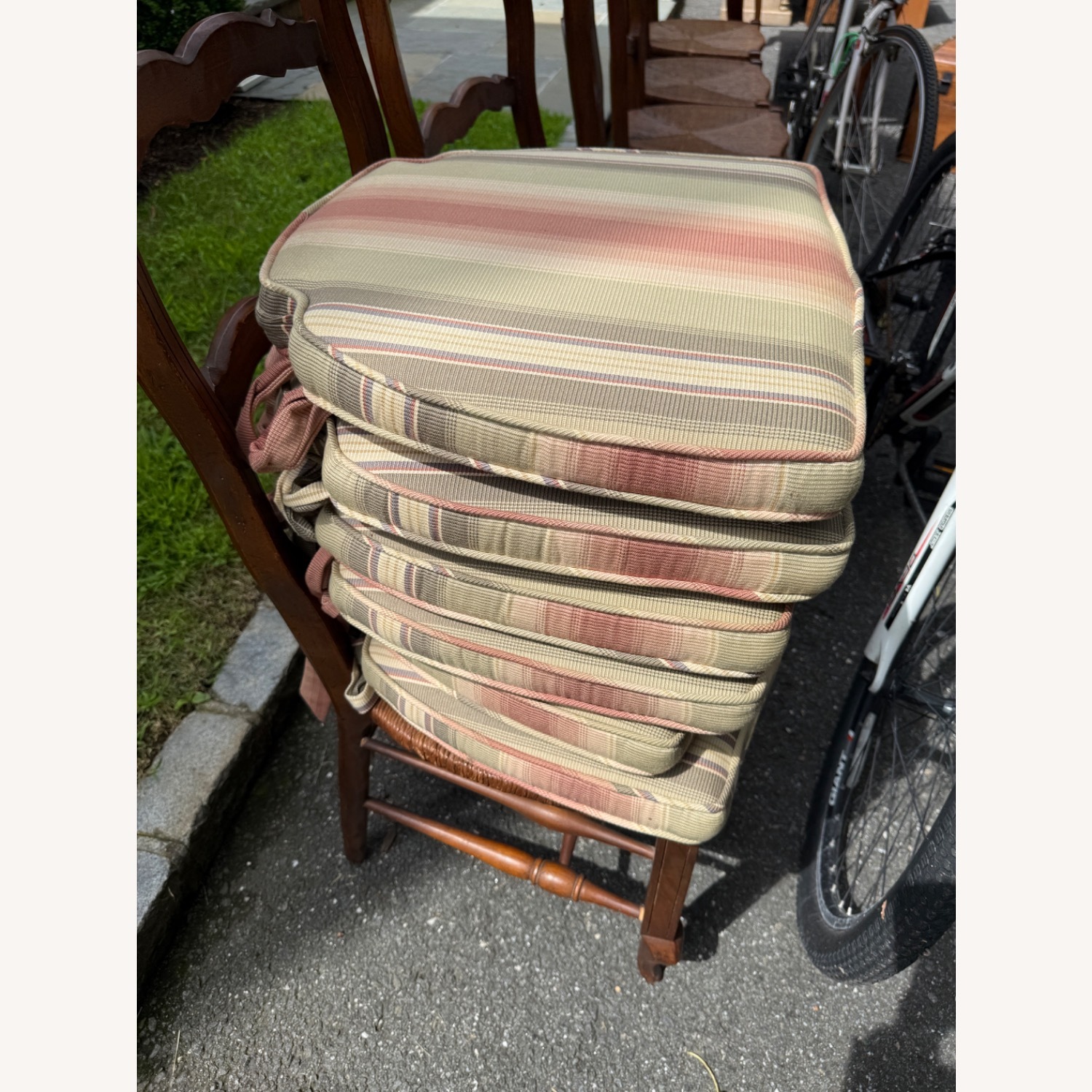 Vintage Wood & Woven Rattan Dining Set - image-9