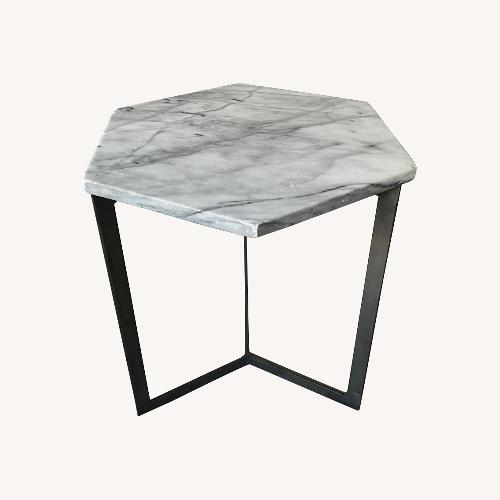 Used West Elm Marble and Steel Hexagon Side Table for sale on AptDeco