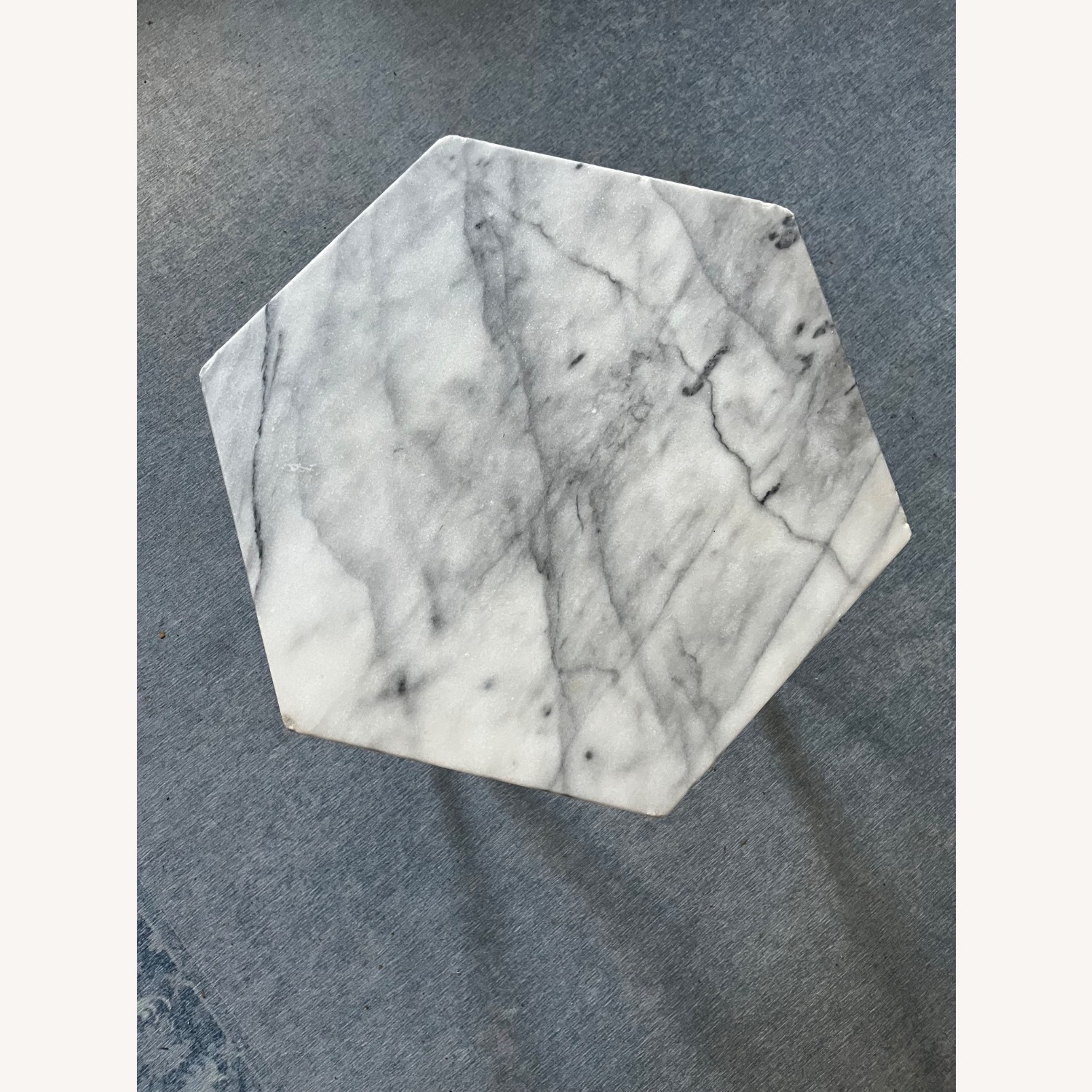 West Elm Marble and Steel Hexagon Side Table - image-9