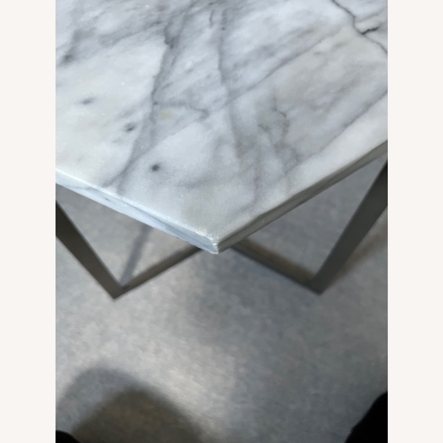 West Elm Marble and Steel Hexagon Side Table - image-7