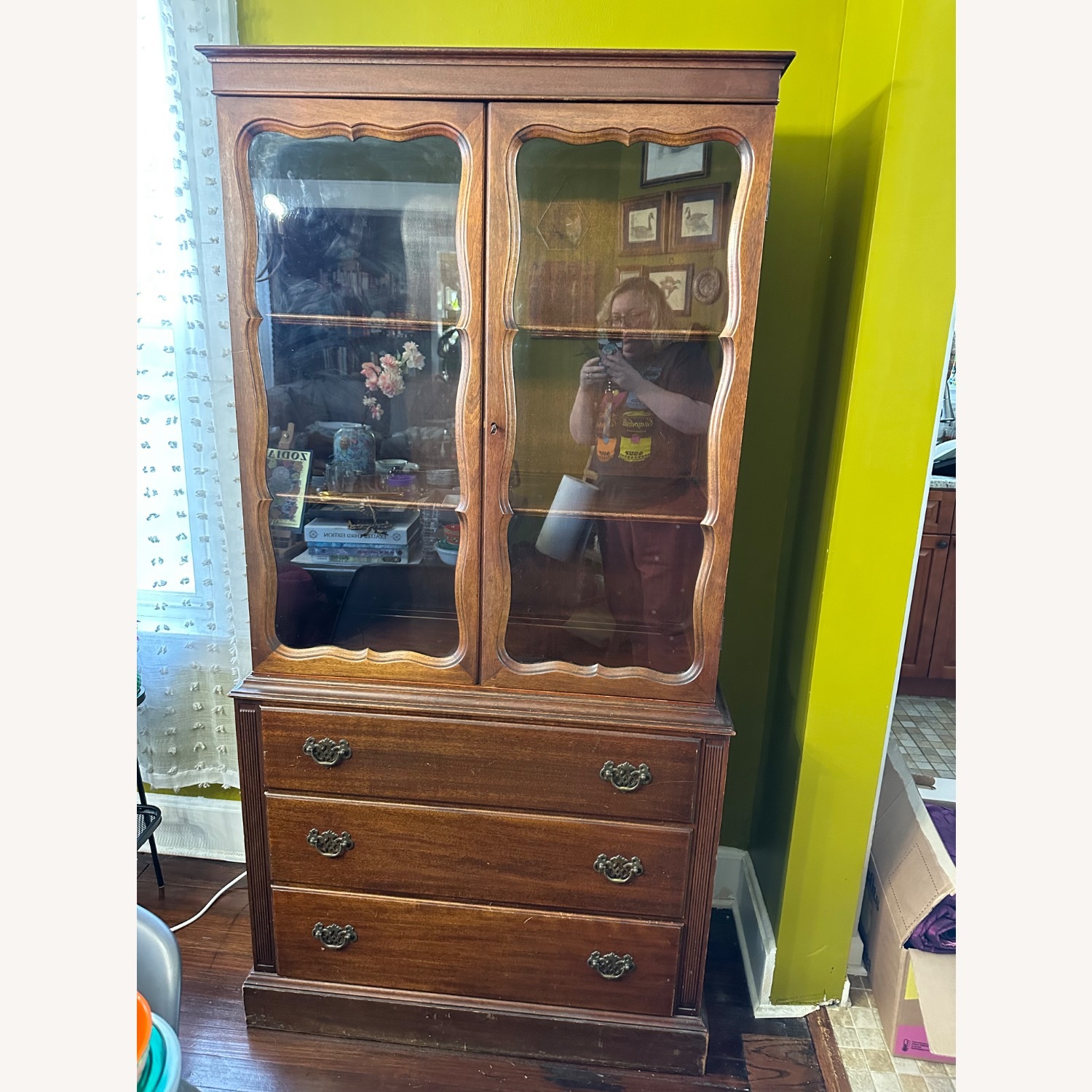Vintage China Cabinet – Solid Wood, Glass Display - image-1