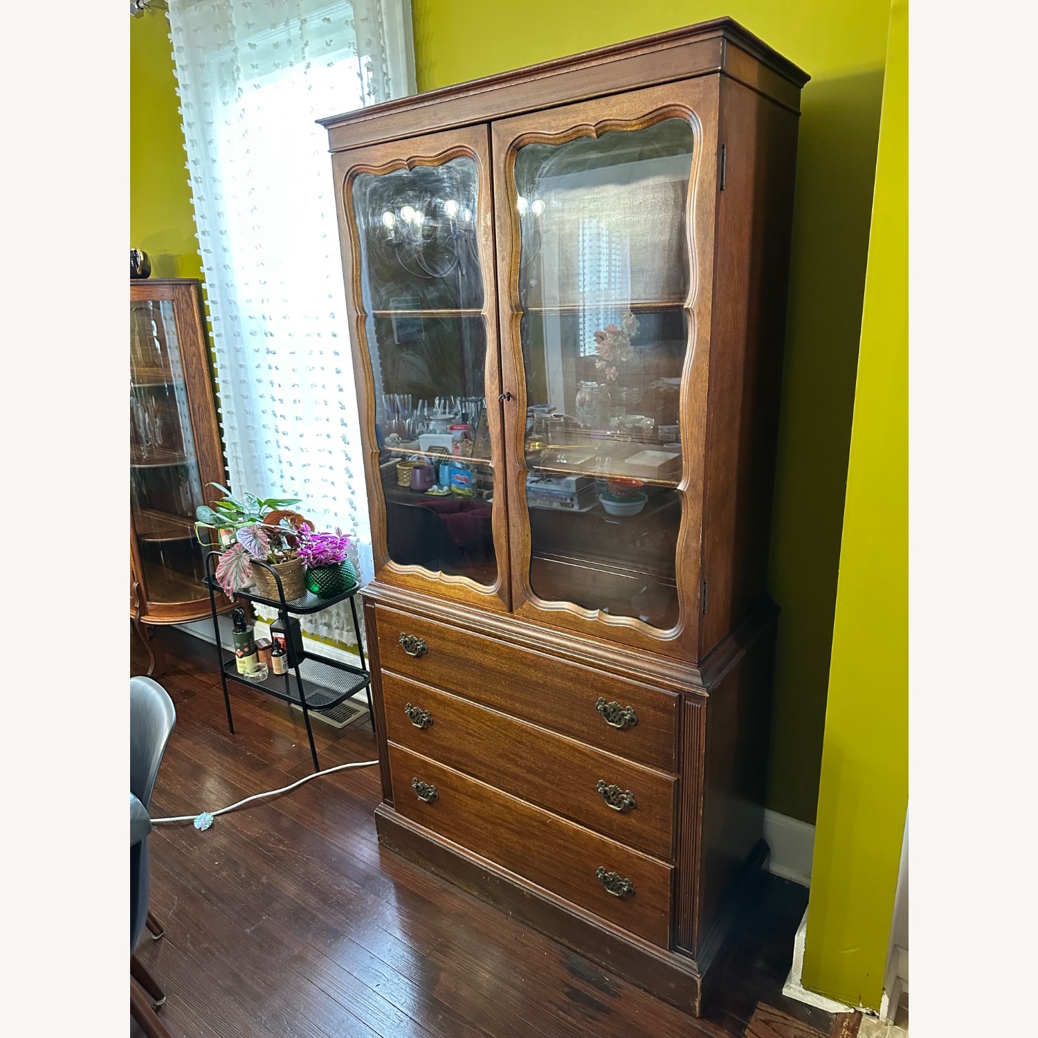 Vintage China Cabinet – Solid Wood, Glass Display - image-2