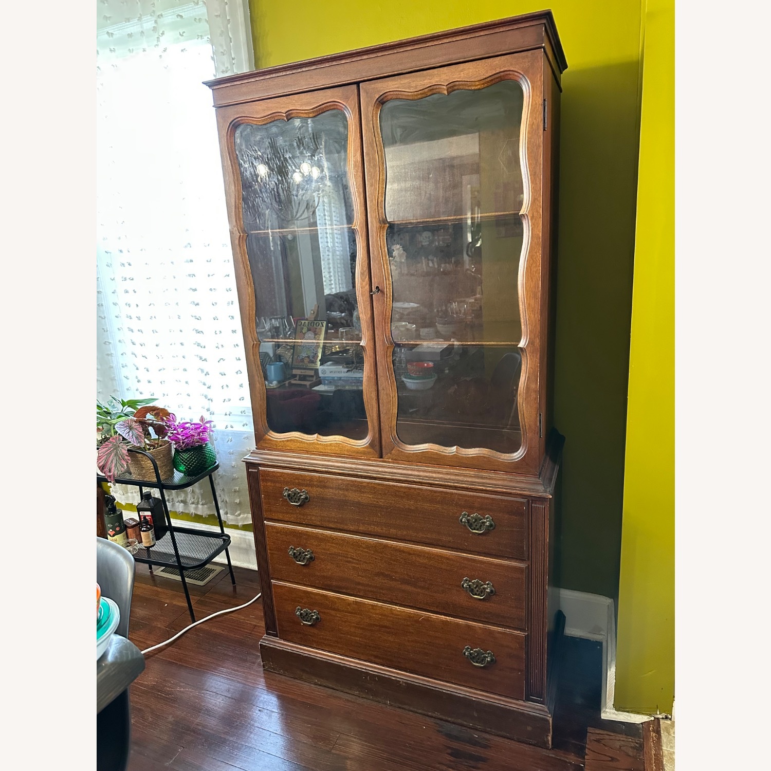 Vintage China Cabinet – Solid Wood, Glass Display - image-3