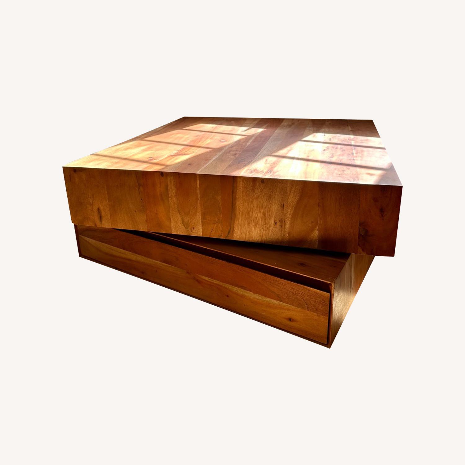 CB2 Spin Rotating Square Wood Coffee Table - image-0