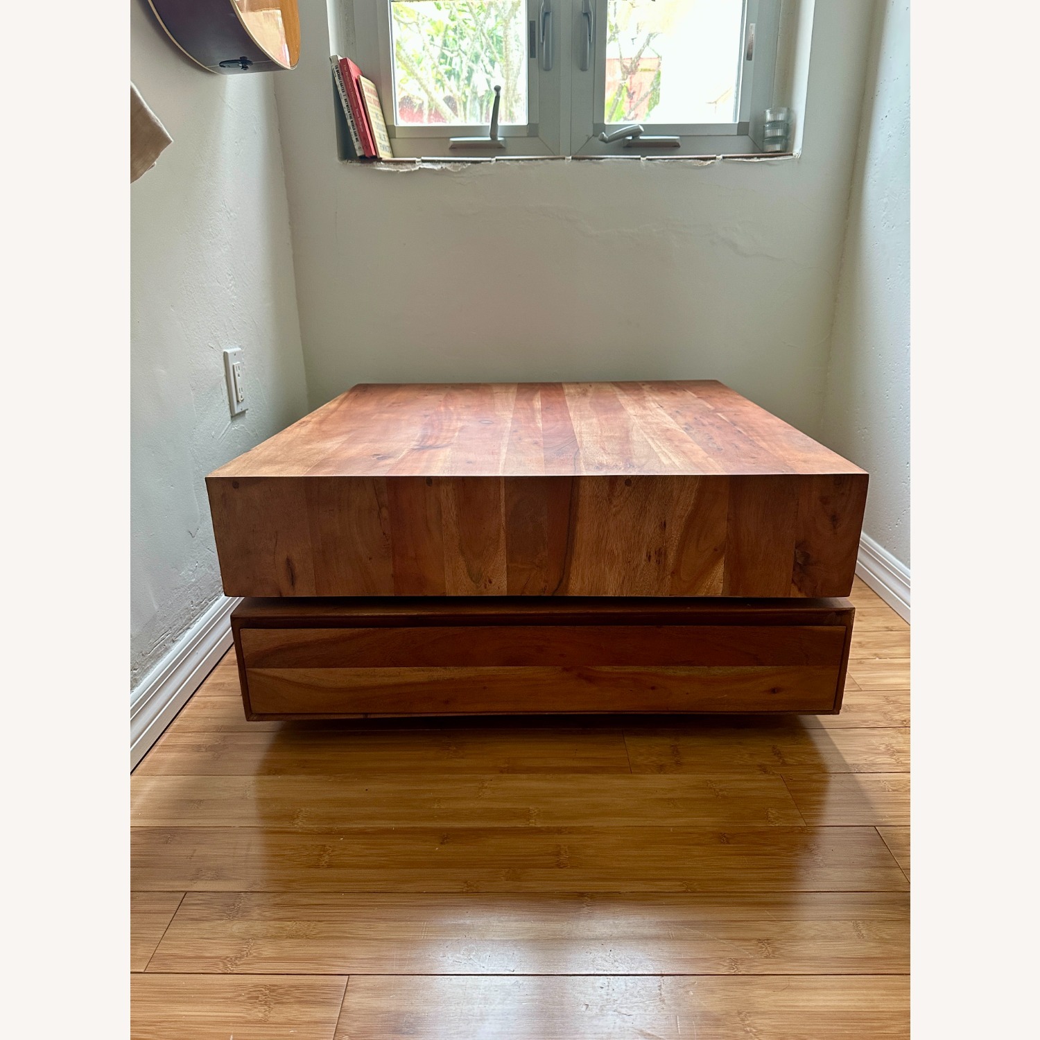 CB2 Spin Rotating Square Wood Coffee Table - image-4