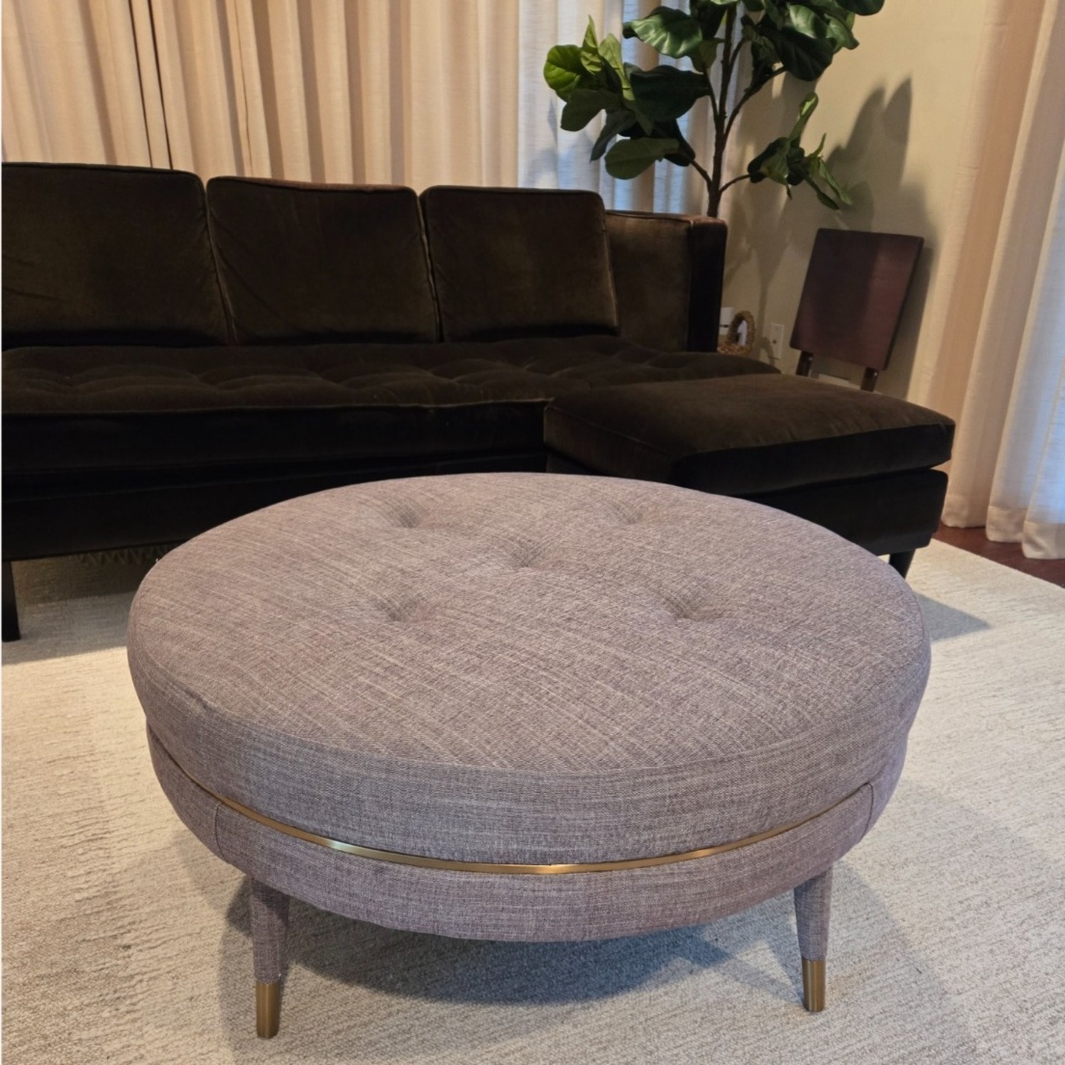 Round Uttermost Fabric Coffee Table / Ottoman - image-1