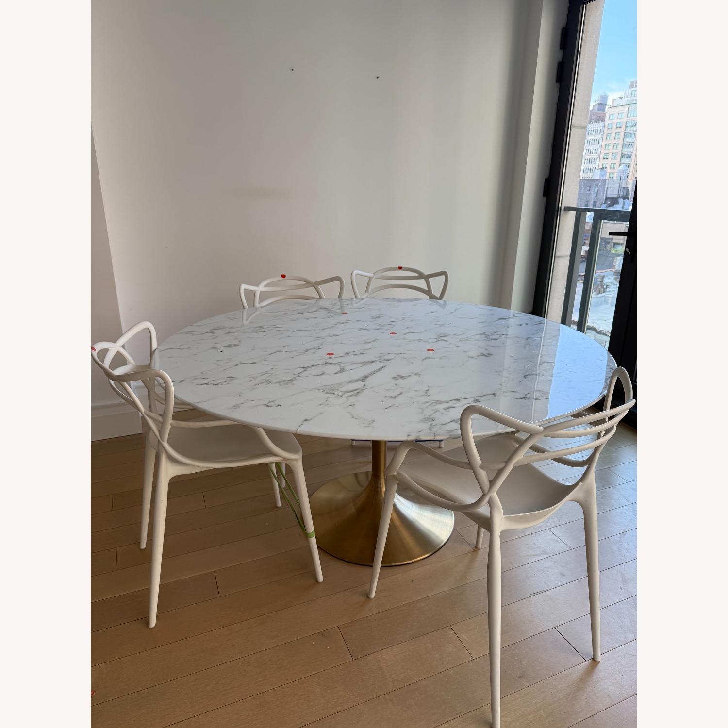 Williams-Sonoma Marble and Brass Dining table  - image-1