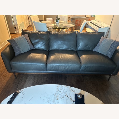 Used Modani Gray Comfy Leather Sofa for sale on AptDeco