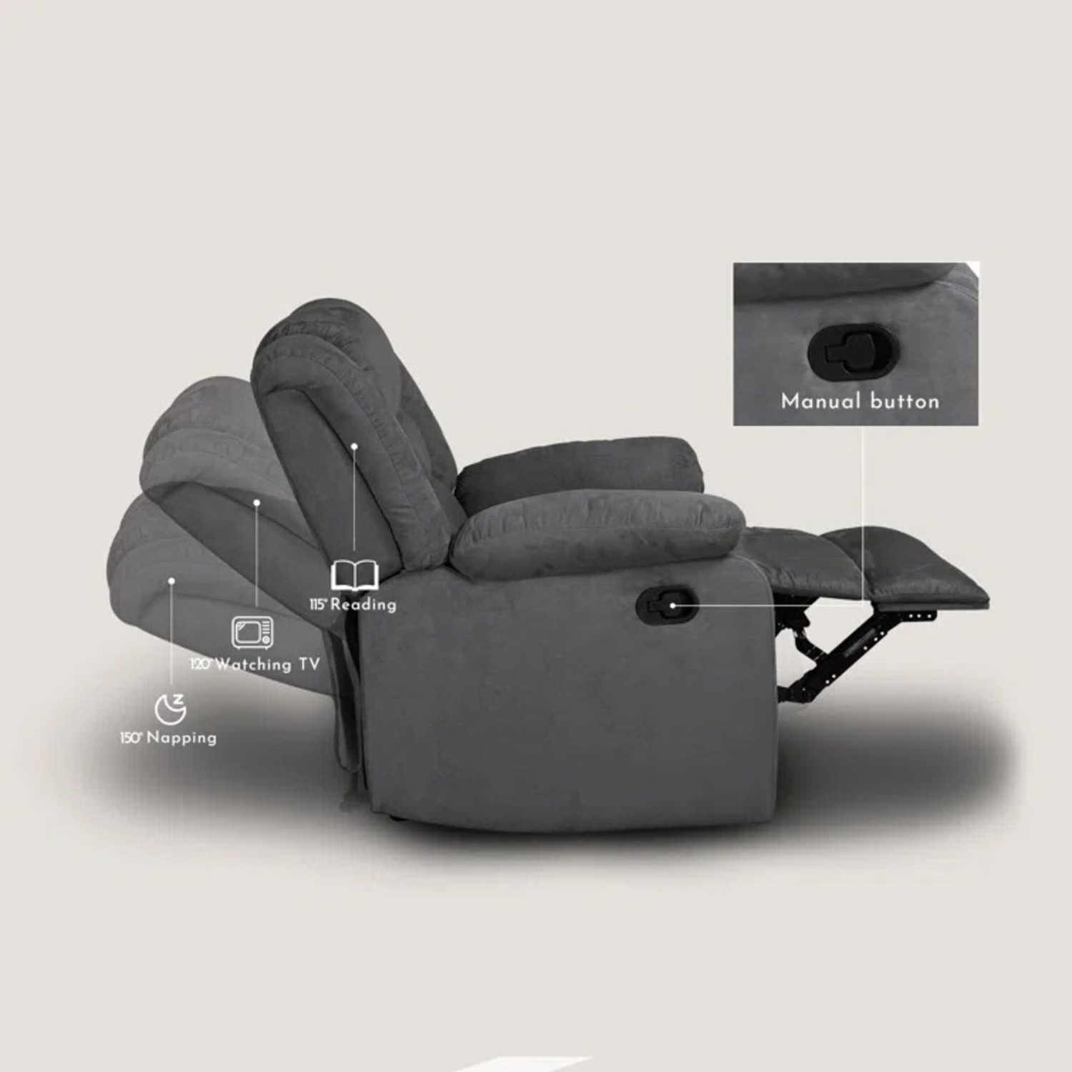 Nyberg 35" Microfiber Manual Recliner - image-2