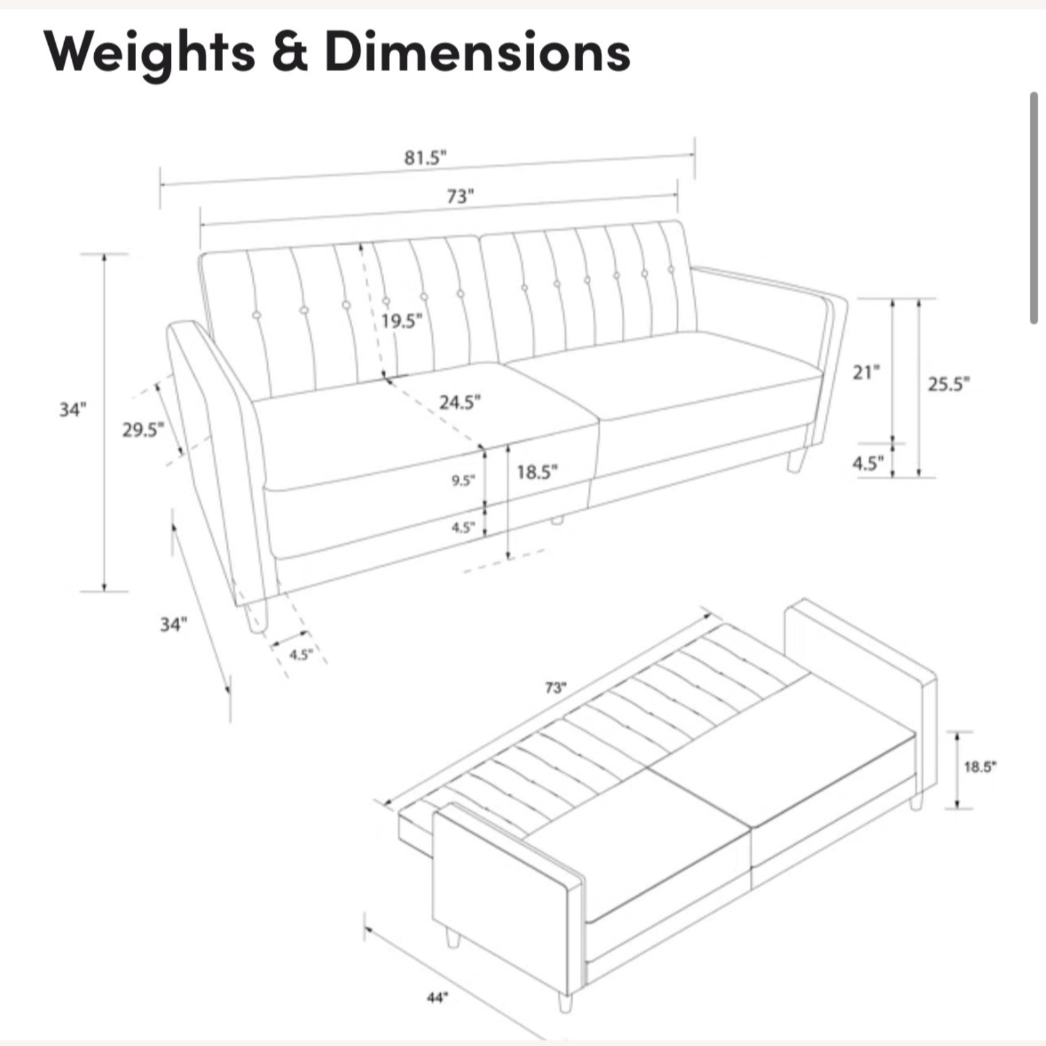 Wayfair Green Velvet Futon Sofa - image-3