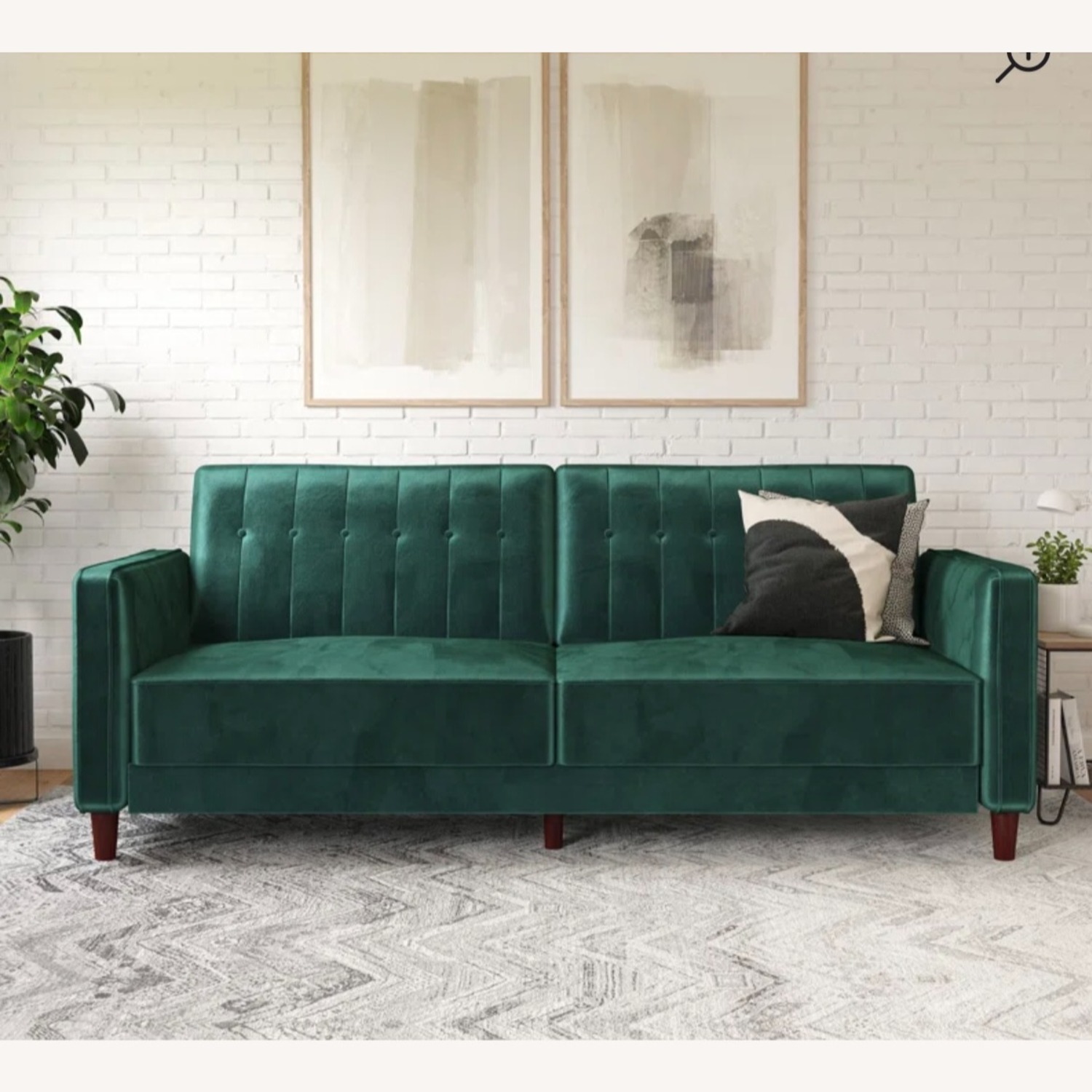 Wayfair Green Velvet Futon Sofa - image-1