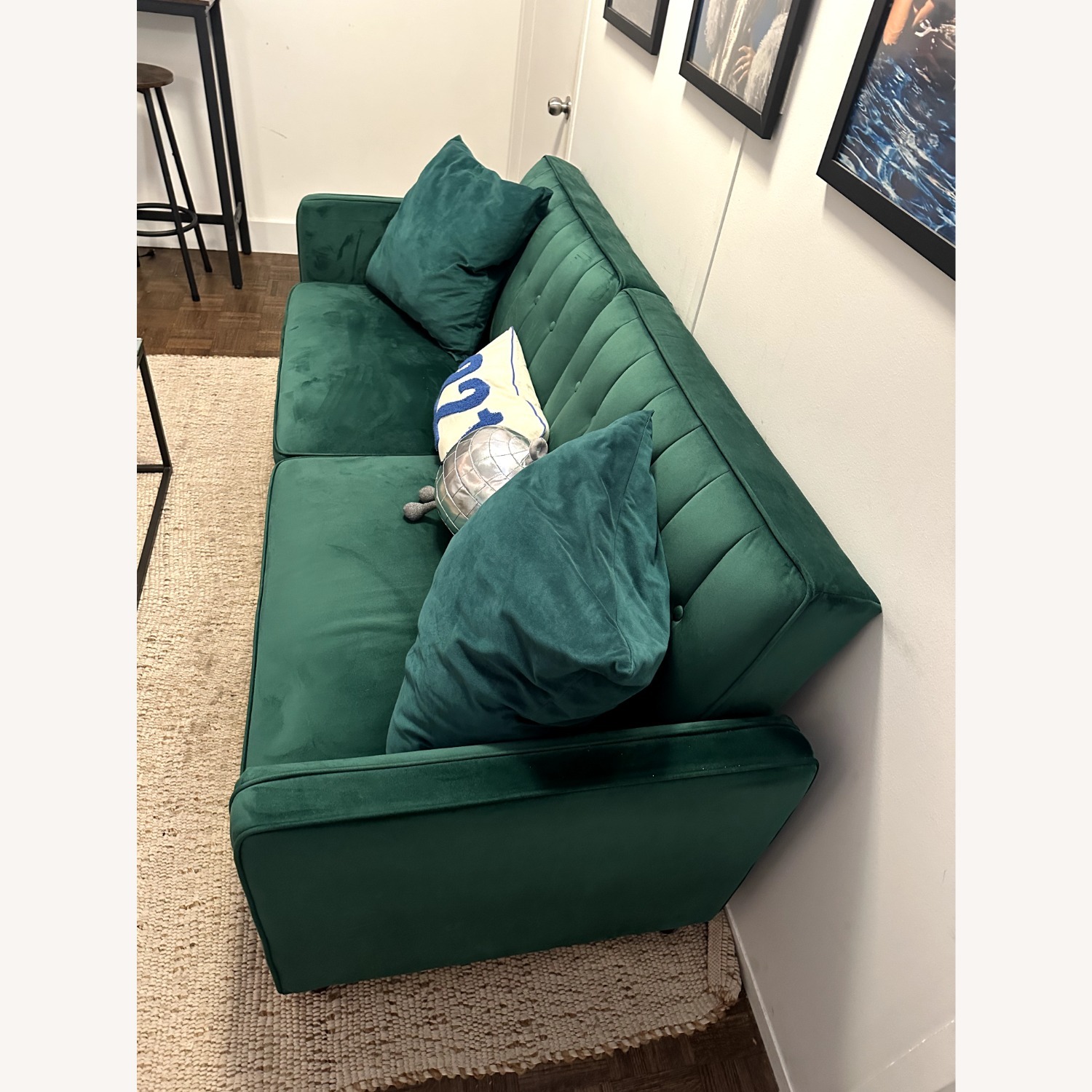 Wayfair Green Velvet Futon Sofa - image-5