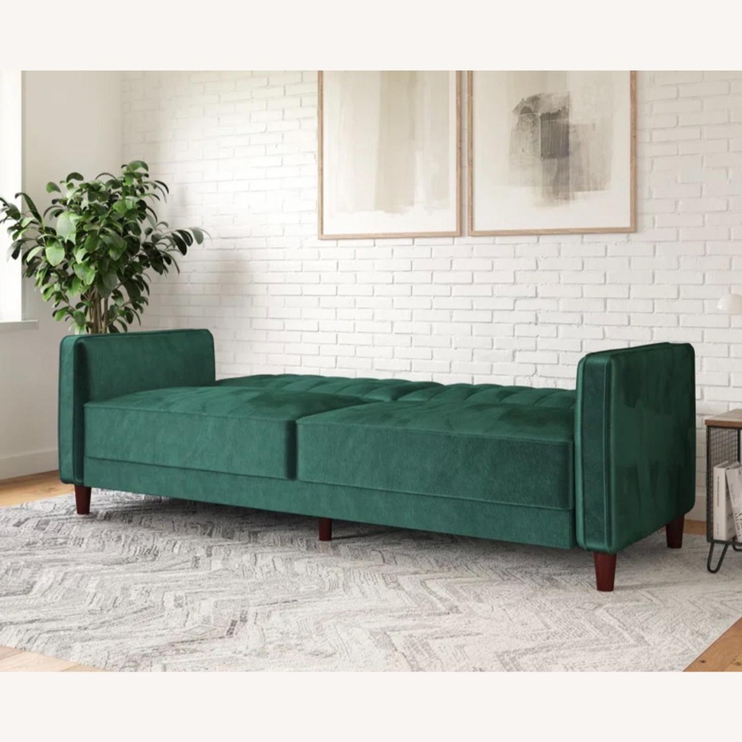 Wayfair Green Velvet Futon Sofa - image-2