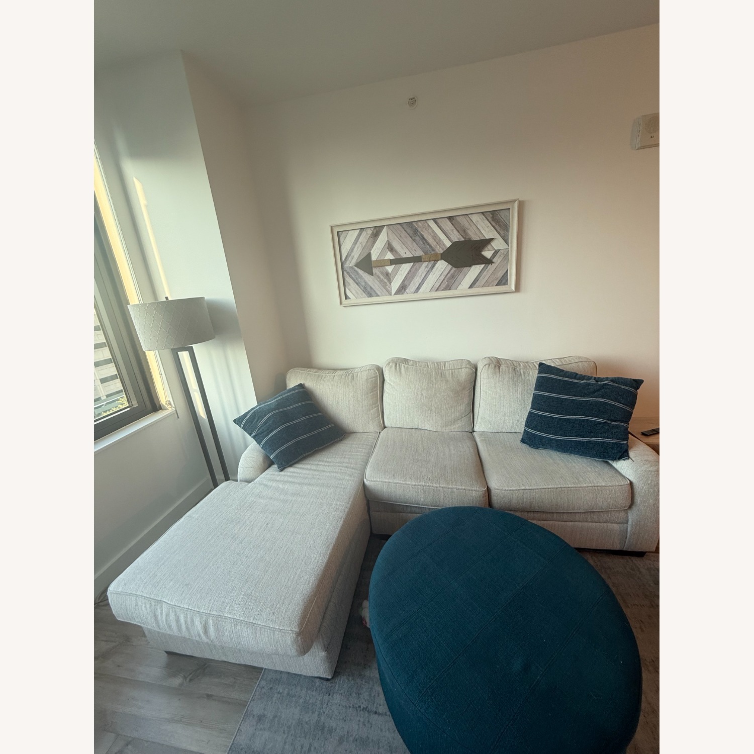 Raymour & Flanigan Light Gray Sectional Sofa - image-1