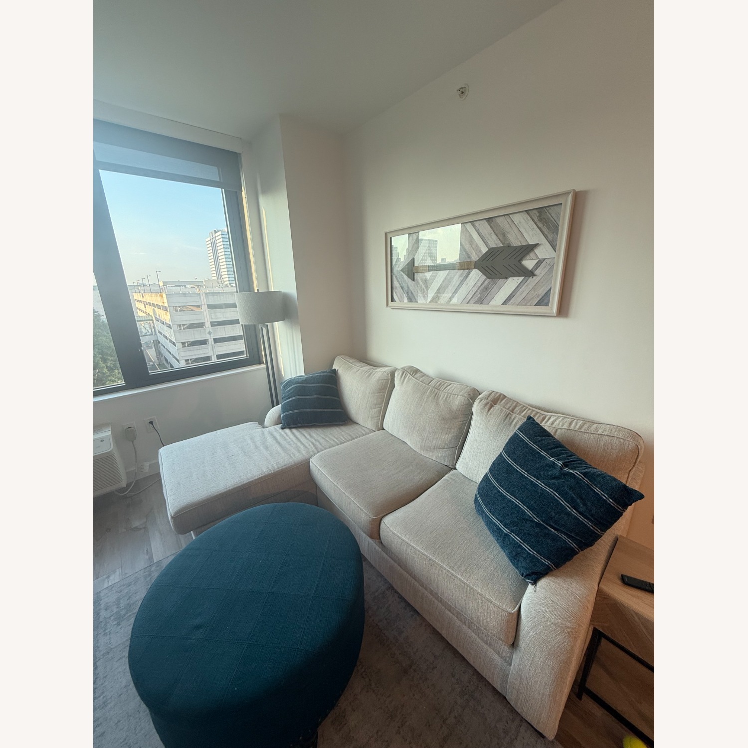 Raymour & Flanigan Light Gray Sectional Sofa - image-2