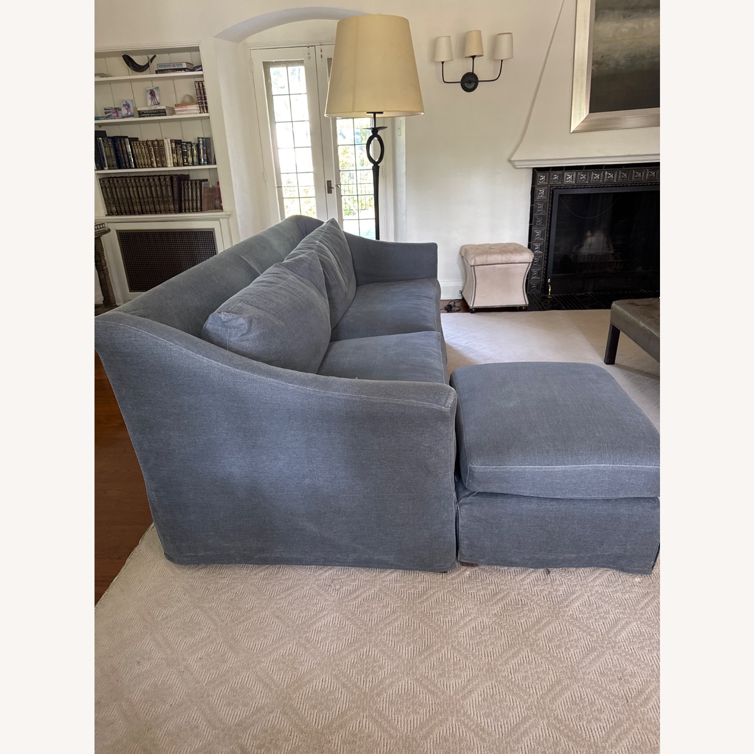 Denim Blue Custom Slip Covered Sofa  - image-3