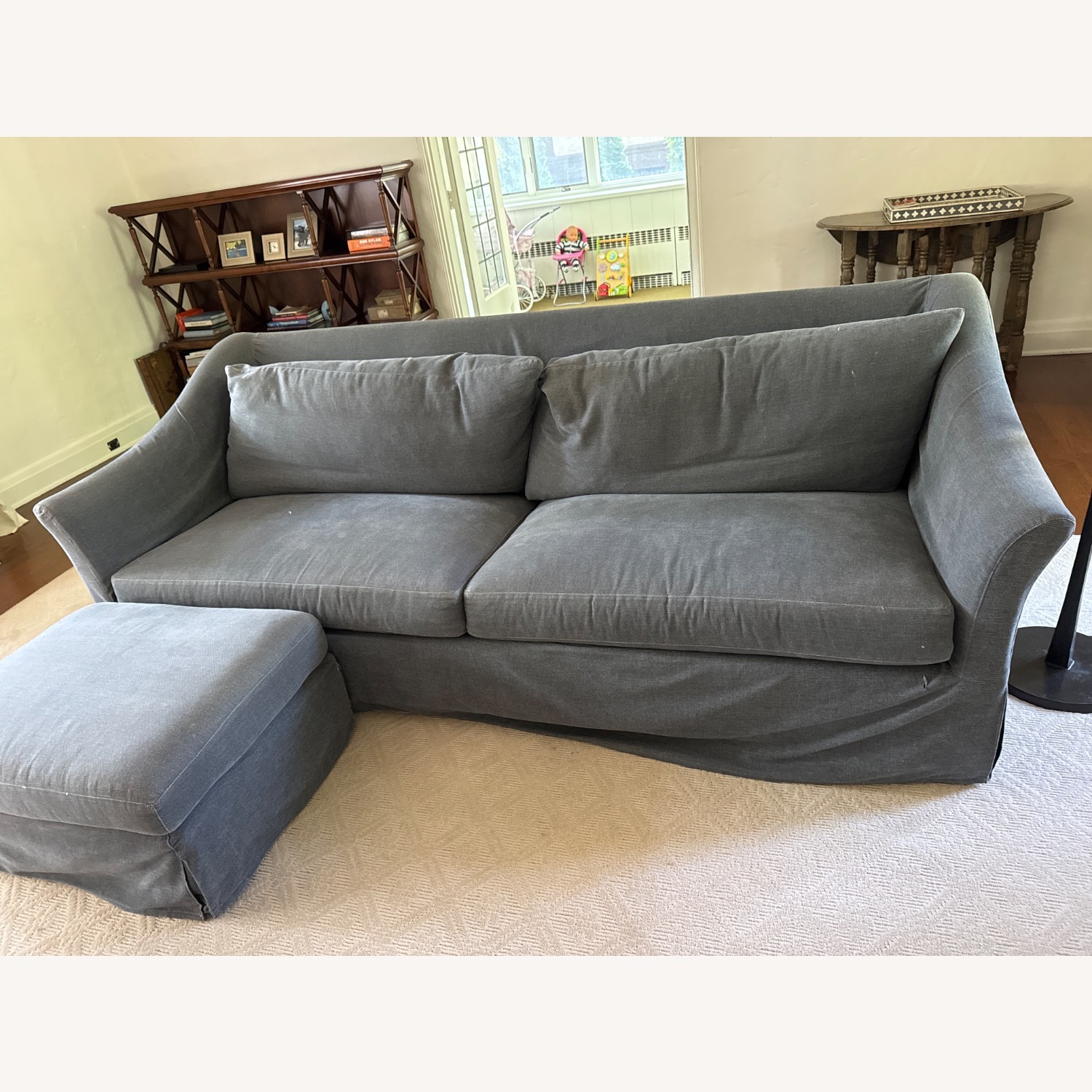 Denim Blue Custom Slip Covered Sofa  - image-2