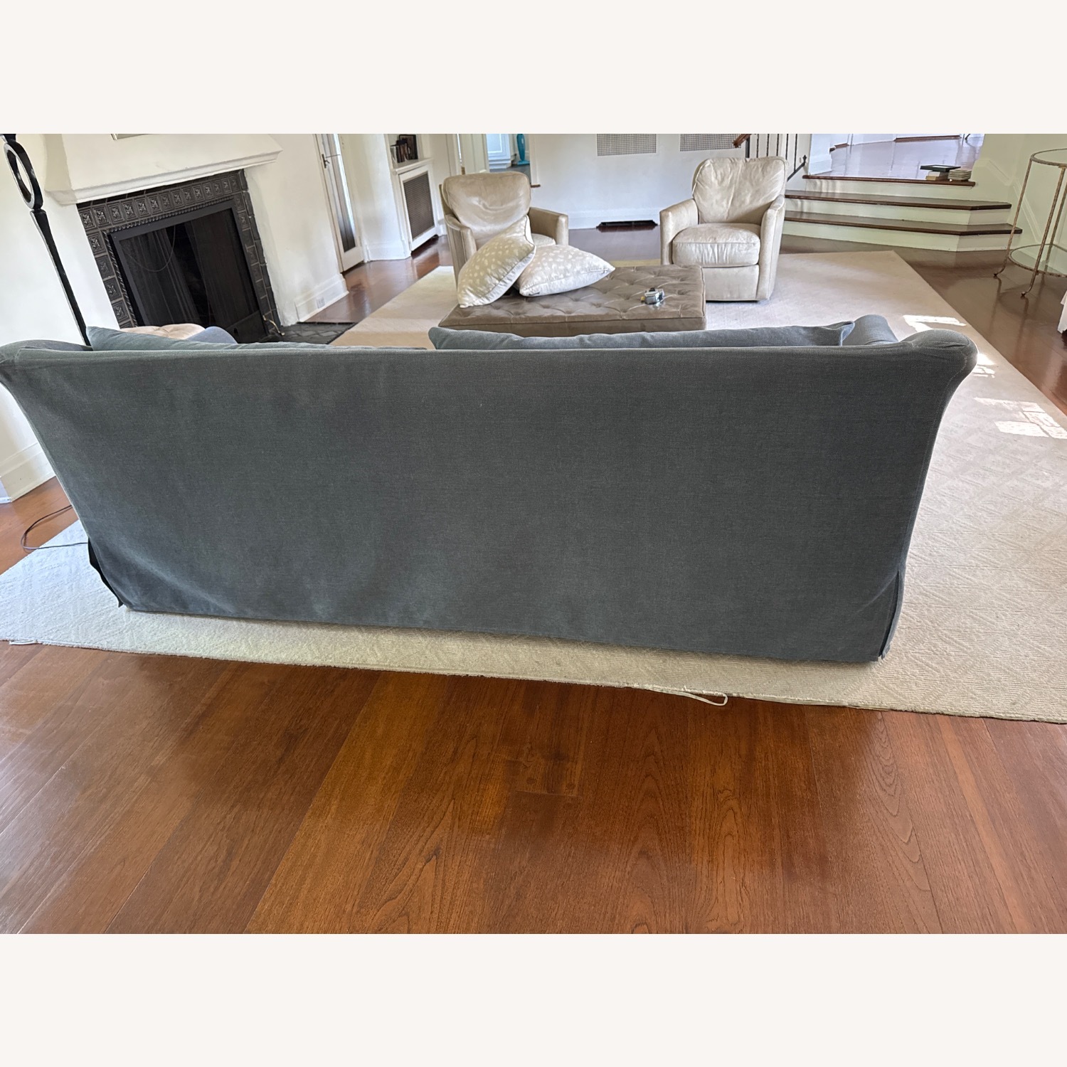 Denim Blue Custom Slip Covered Sofa  - image-5