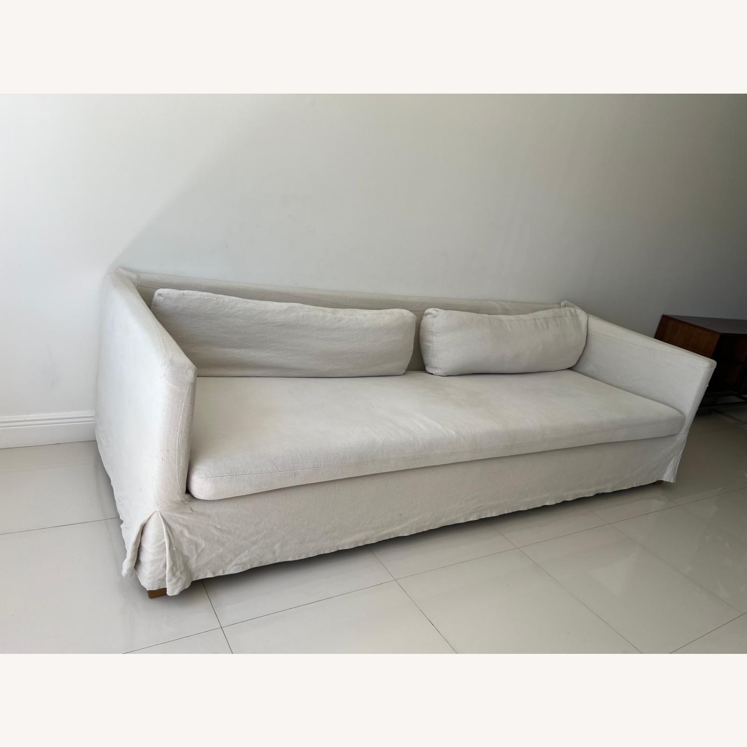 Restoration Hardware Belgian White Linen Sofa - image-2