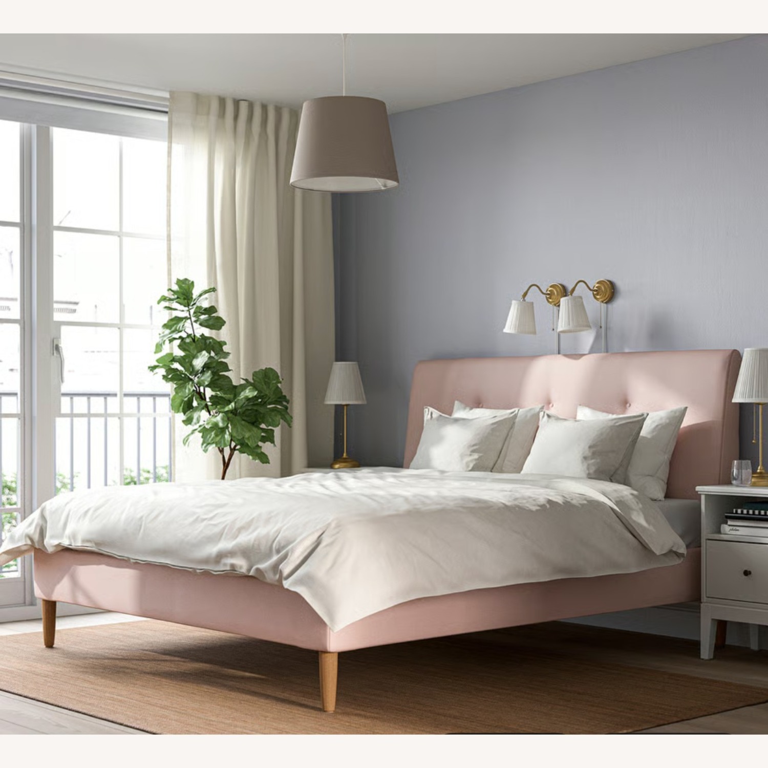 IKEA IDANAS King Bed Pink - image-1