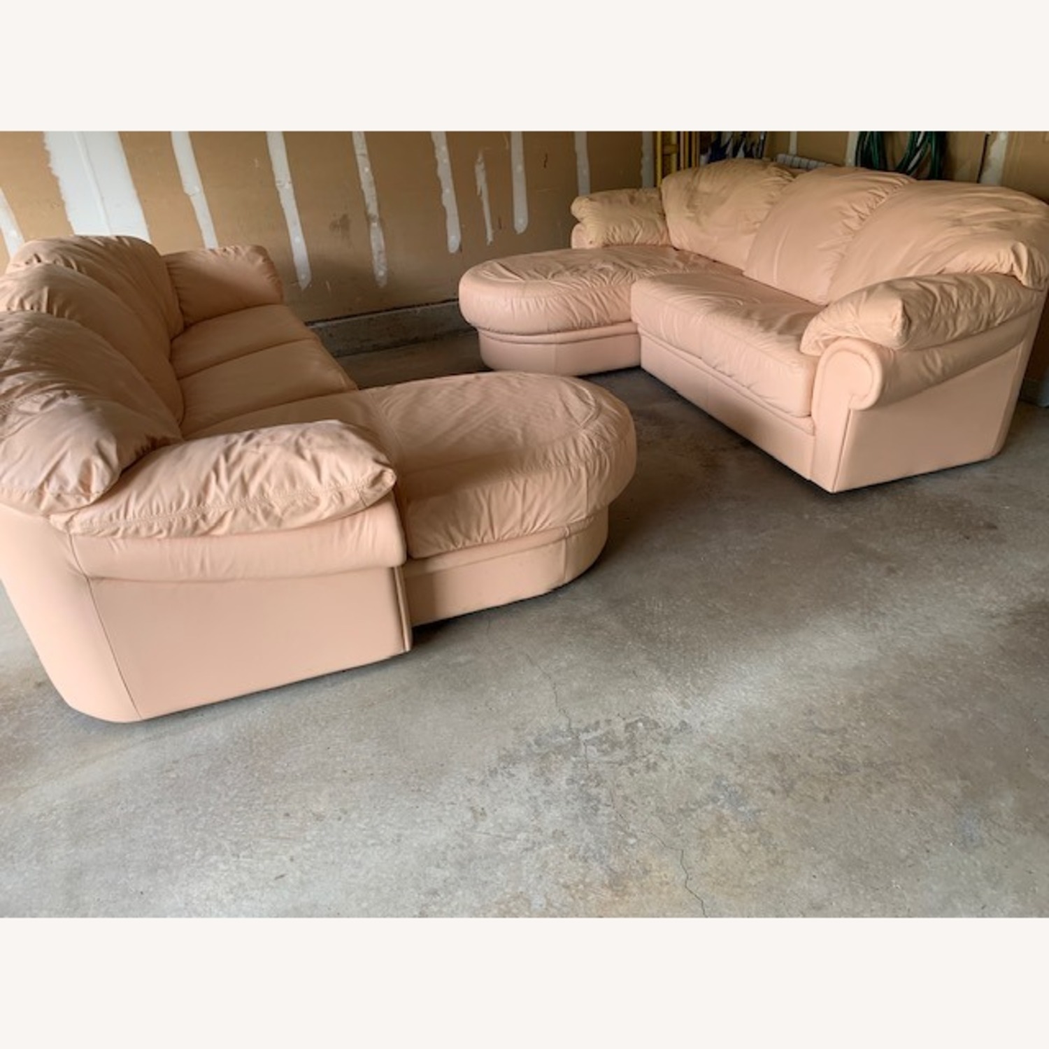 Peach Leather Sofa With Chaise - image-6