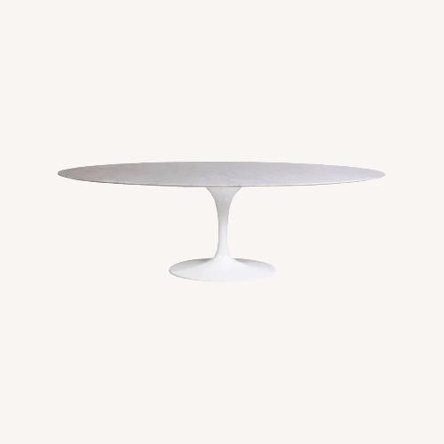 Used Carrara Marble Pedestal Tulip Dining Table - Oval for sale on AptDeco
